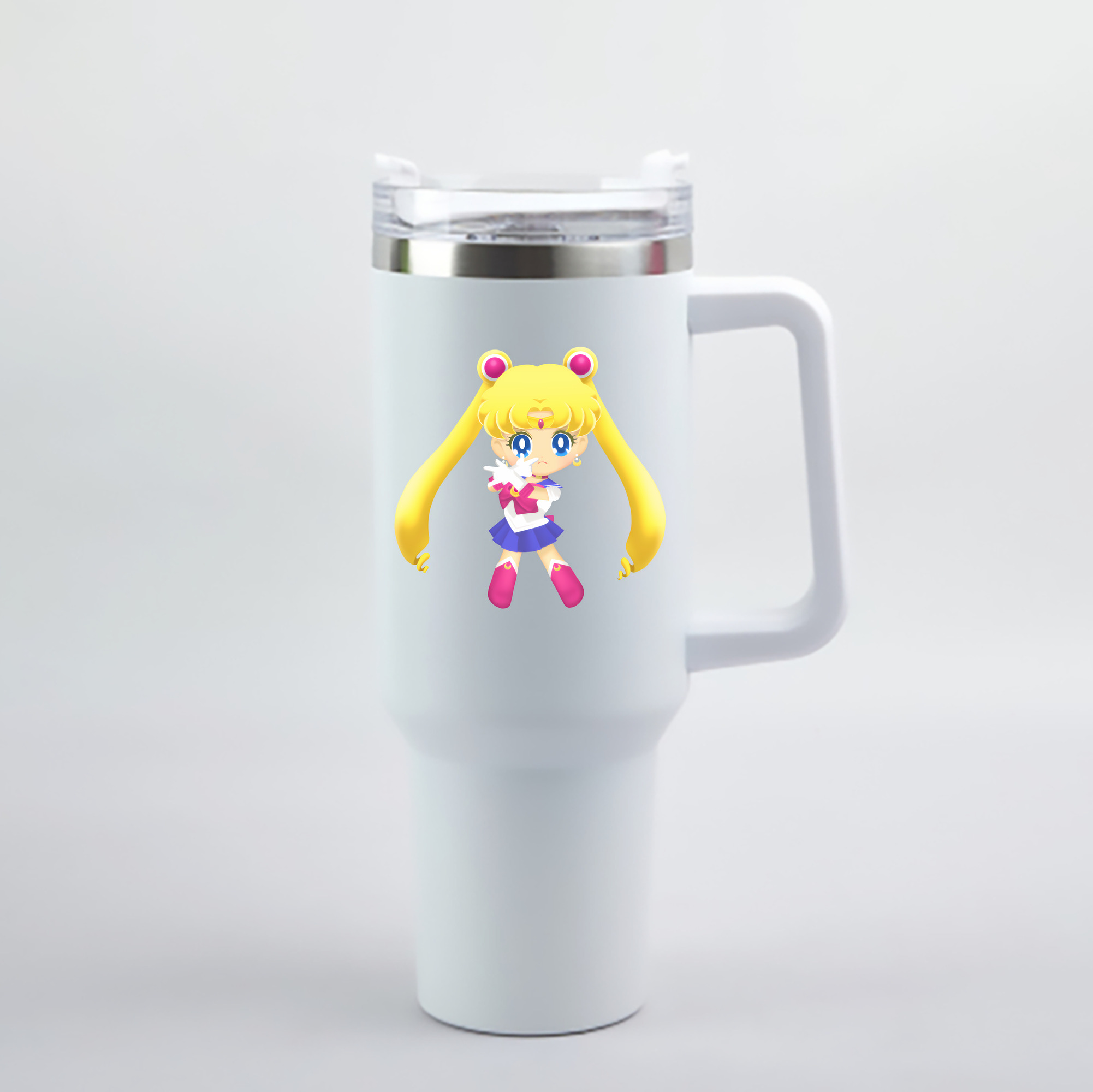 （画像用） 美少女戦士セーラームーン 月野 うさぎ つきの うさぎ Sailor Moon Tsukino Usagi 1200mL車用タンブラー - クリスタルステッカー（プラスチックストロー付き）