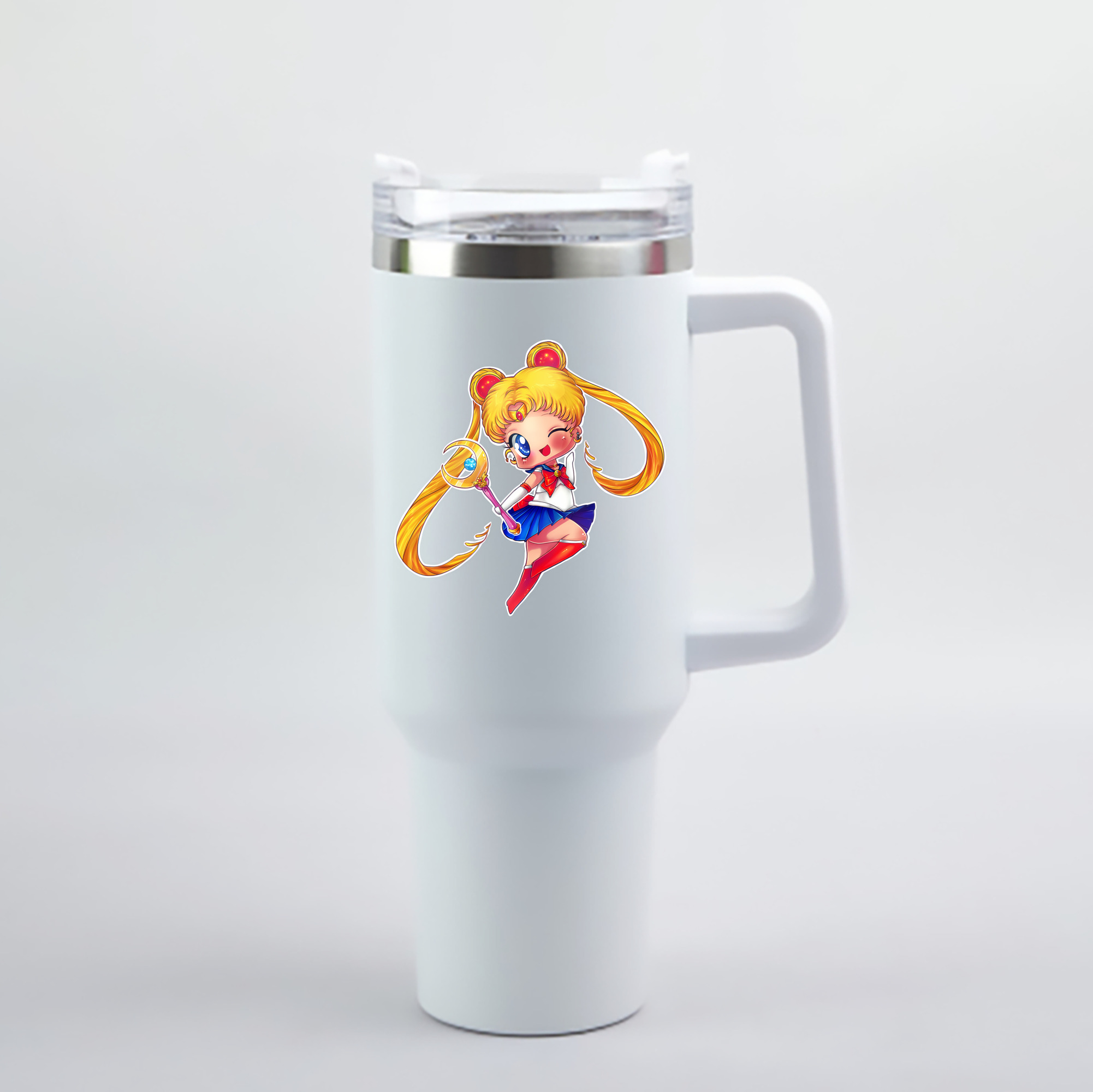（画像用） 美少女戦士セーラームーン 月野 うさぎ つきの うさぎ Sailor Moon Tsukino Usagi 1200mL車用タンブラー - クリスタルステッカー（プラスチックストロー付き）