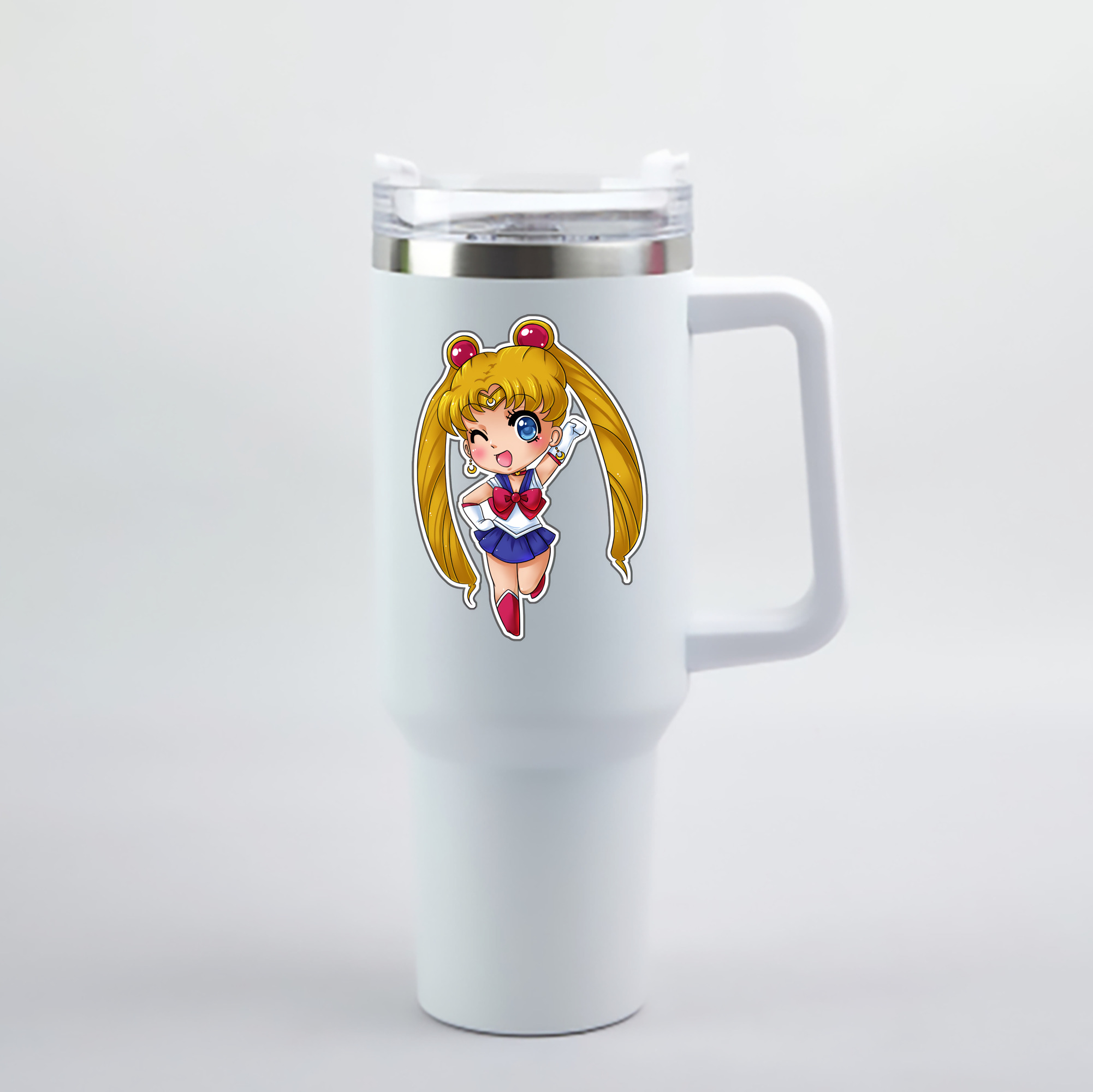 （画像用） 美少女戦士セーラームーン 月野 うさぎ つきの うさぎ Sailor Moon Tsukino Usagi 1200mL車用タンブラー - クリスタルステッカー（プラスチックストロー付き）