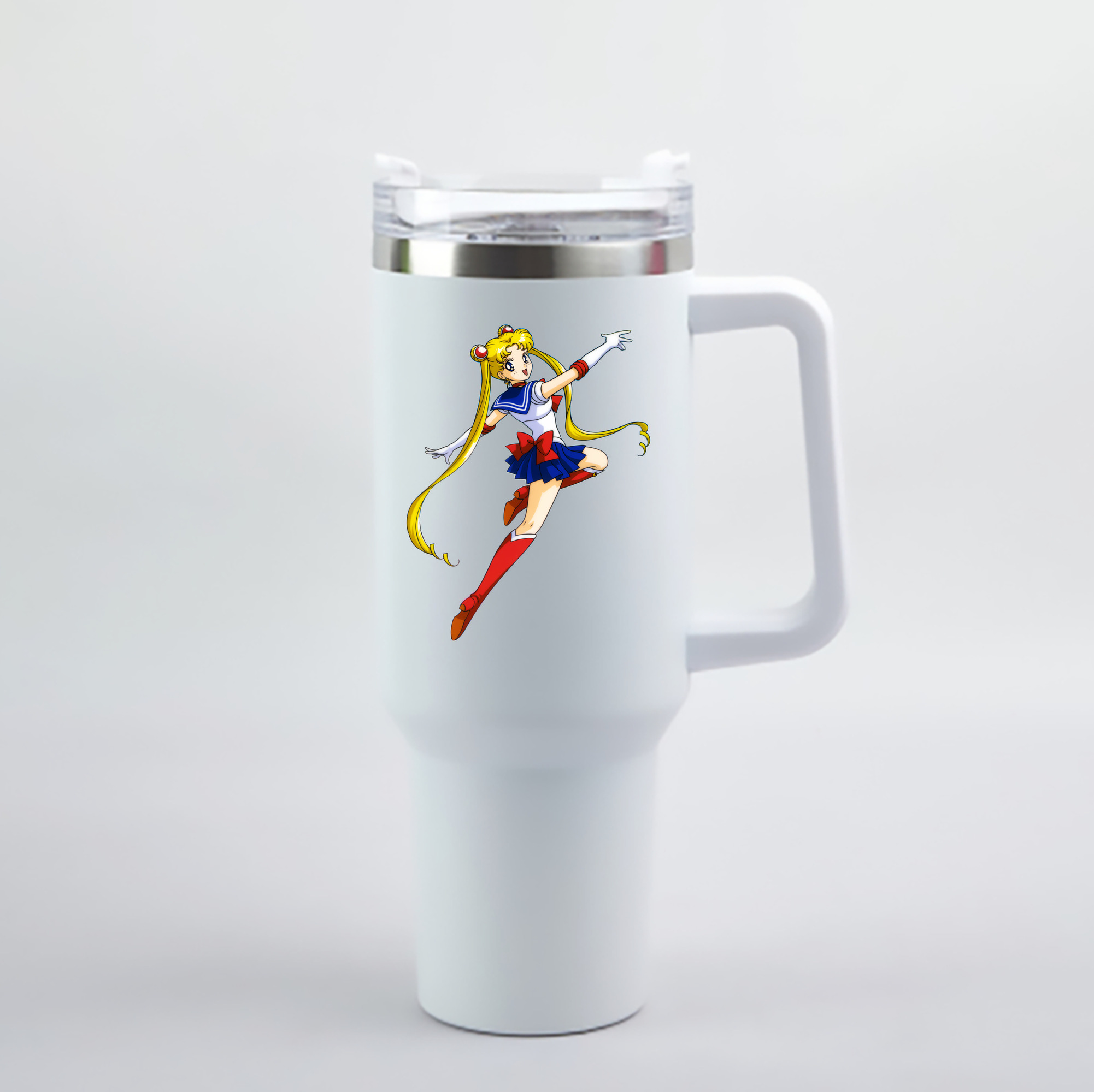 （画像用） 美少女戦士セーラームーン 月野 うさぎ つきの うさぎ Sailor Moon Tsukino Usagi 1200mL車用タンブラー - クリスタルステッカー（プラスチックストロー付き）