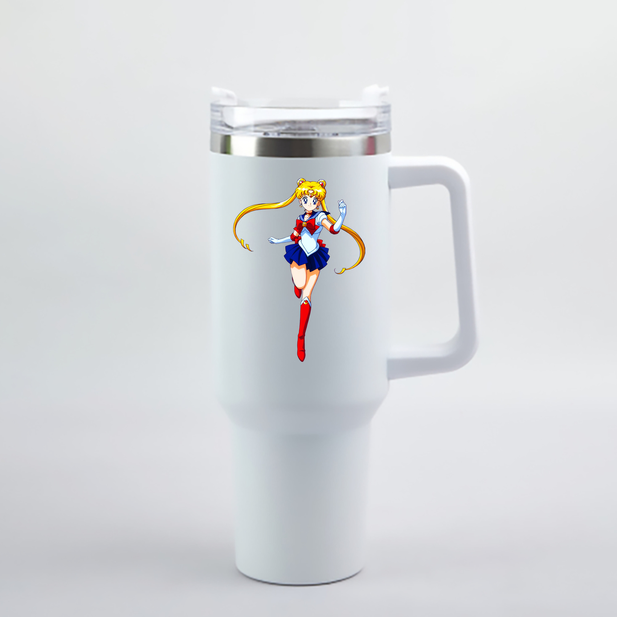 （画像用） 美少女戦士セーラームーン 月野 うさぎ つきの うさぎ Sailor Moon Tsukino Usagi 1200mL車用タンブラー - クリスタルステッカー（プラスチックストロー付き）