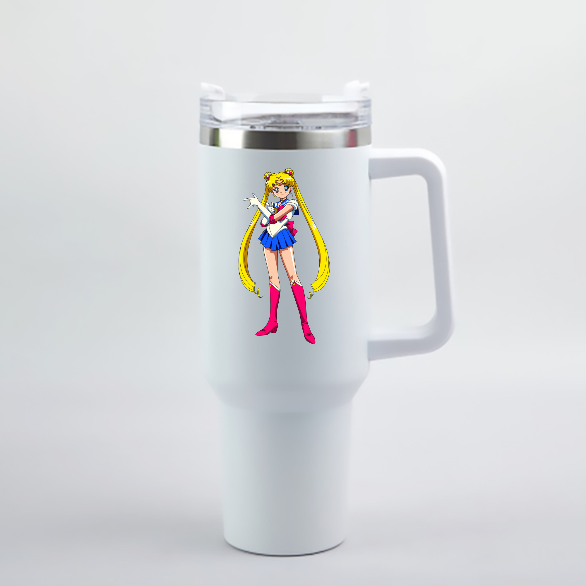 （画像用） 美少女戦士セーラームーン 月野 うさぎ つきの うさぎ Sailor Moon Tsukino Usagi 1200mL車用タンブラー - クリスタルステッカー（プラスチックストロー付き）