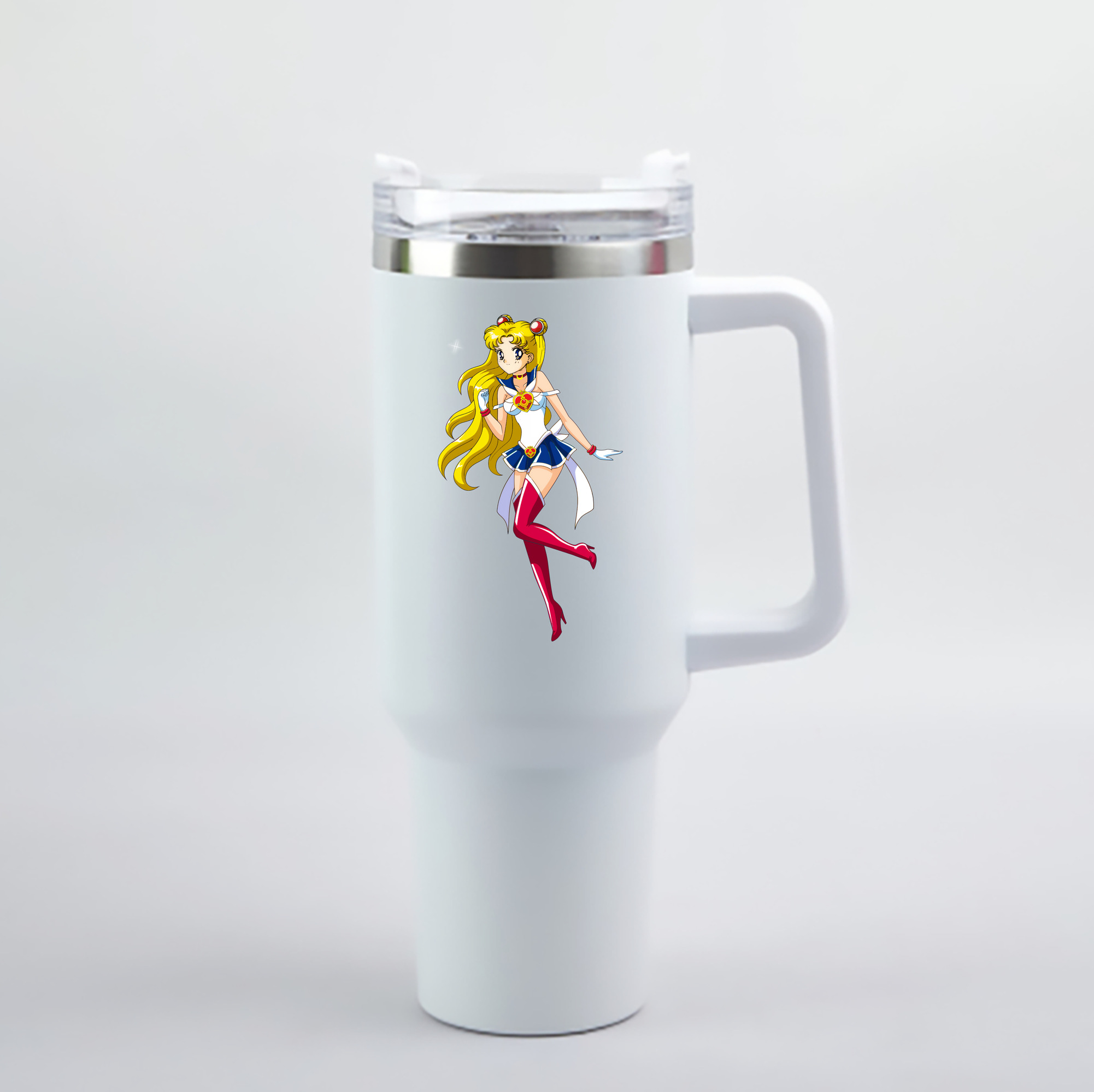 （画像用） 美少女戦士セーラームーン 月野 うさぎ つきの うさぎ Sailor Moon Tsukino Usagi 1200mL車用タンブラー - クリスタルステッカー（プラスチックストロー付き）