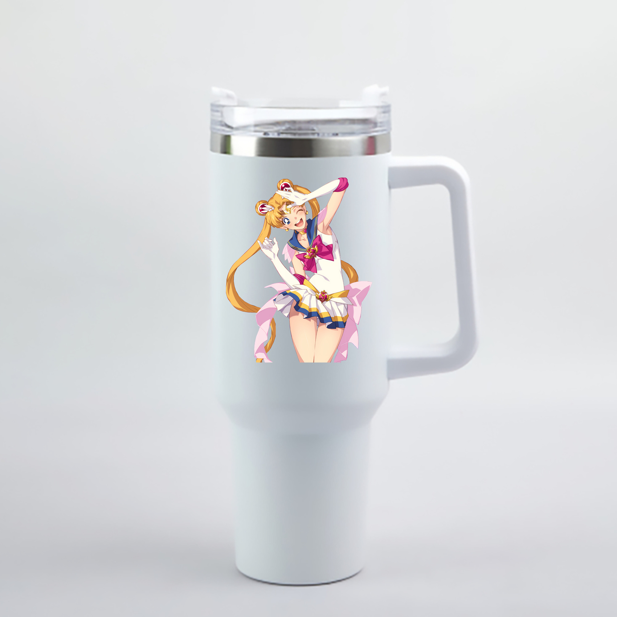 （画像用） 美少女戦士セーラームーン 月野 うさぎ つきの うさぎ Sailor Moon Tsukino Usagi 1200mL車用タンブラー - クリスタルステッカー（プラスチックストロー付き）