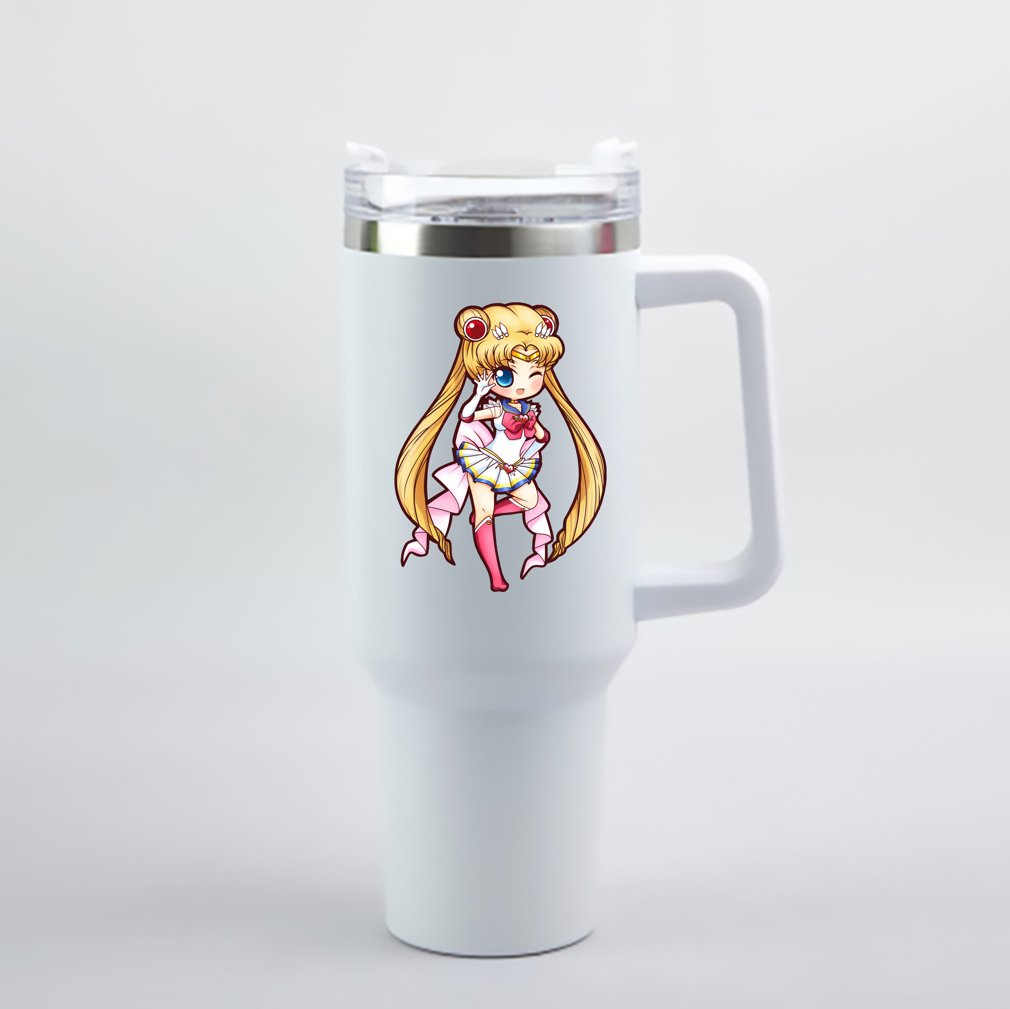 （画像用） 美少女戦士セーラームーン 月野 うさぎ つきの うさぎ Sailor Moon Tsukino Usagi 1200mL車用タンブラー - クリスタルステッカー（プラスチックストロー付き）
