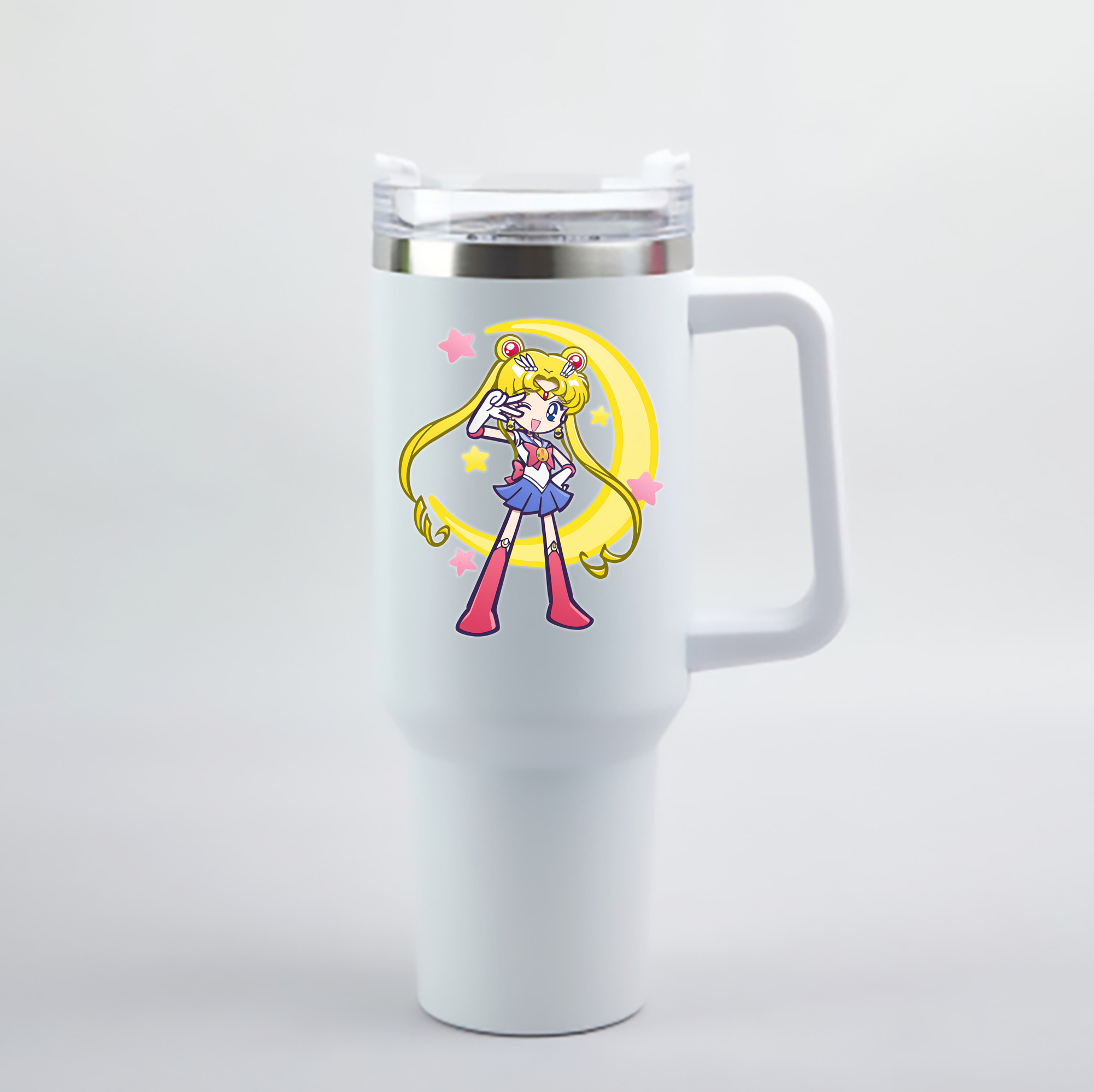 （画像用） 美少女戦士セーラームーン 月野 うさぎ つきの うさぎ Sailor Moon Tsukino Usagi 1200mL車用タンブラー - クリスタルステッカー（プラスチックストロー付き）