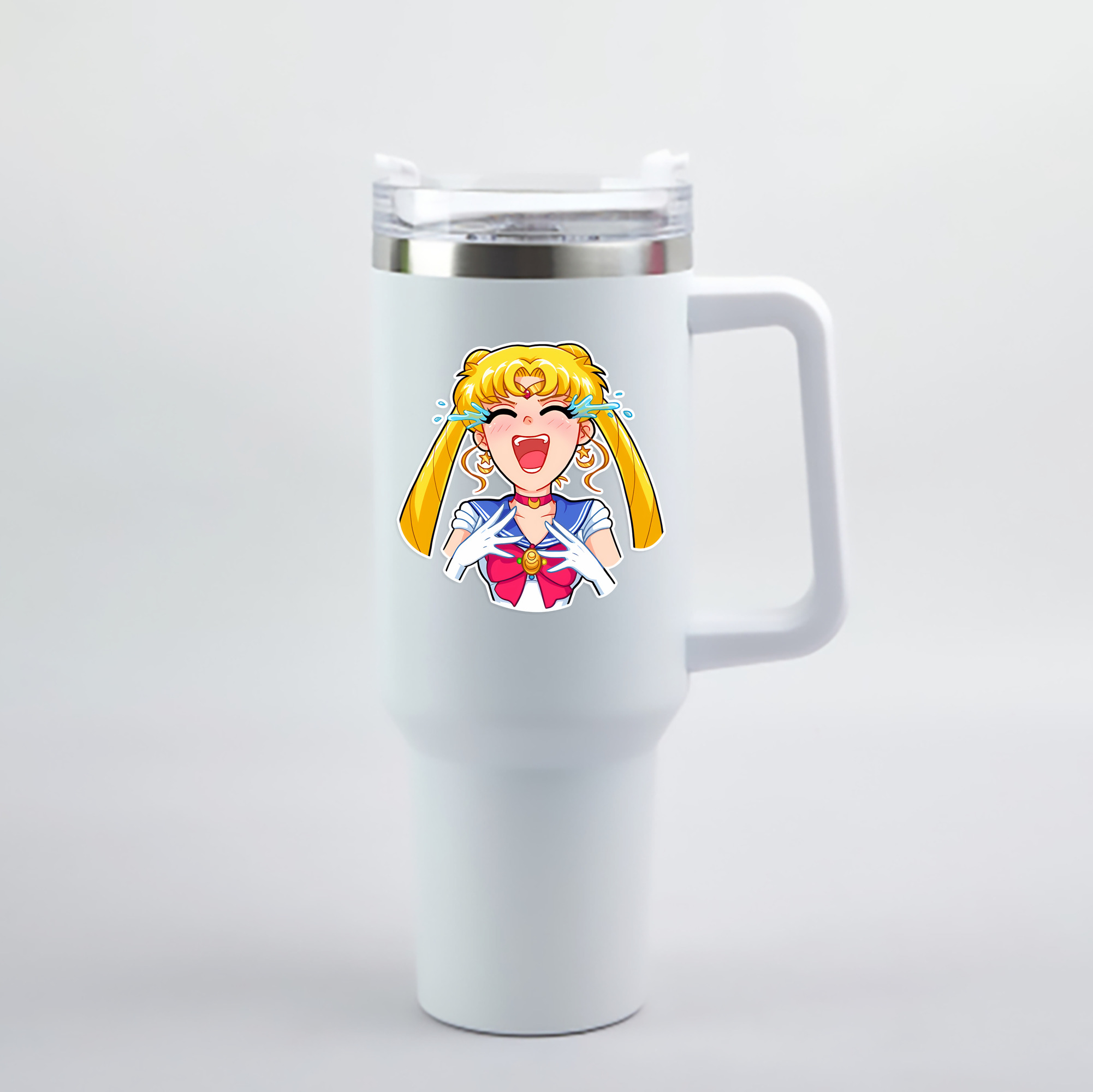 （画像用） 美少女戦士セーラームーン 月野 うさぎ つきの うさぎ Sailor Moon Tsukino Usagi 1200mL車用タンブラー - クリスタルステッカー（プラスチックストロー付き）