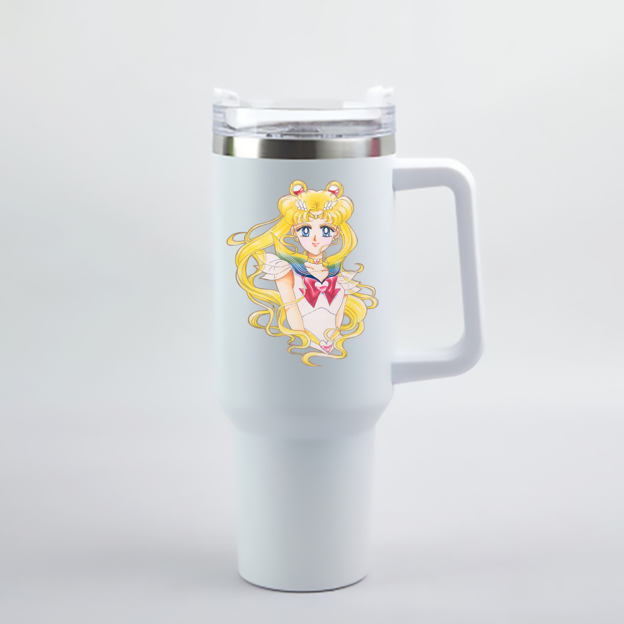 （画像用） 美少女戦士セーラームーン 月野 うさぎ つきの うさぎ Sailor Moon Tsukino Usagi 1200mL車用タンブラー - クリスタルステッカー（プラスチックストロー付き）