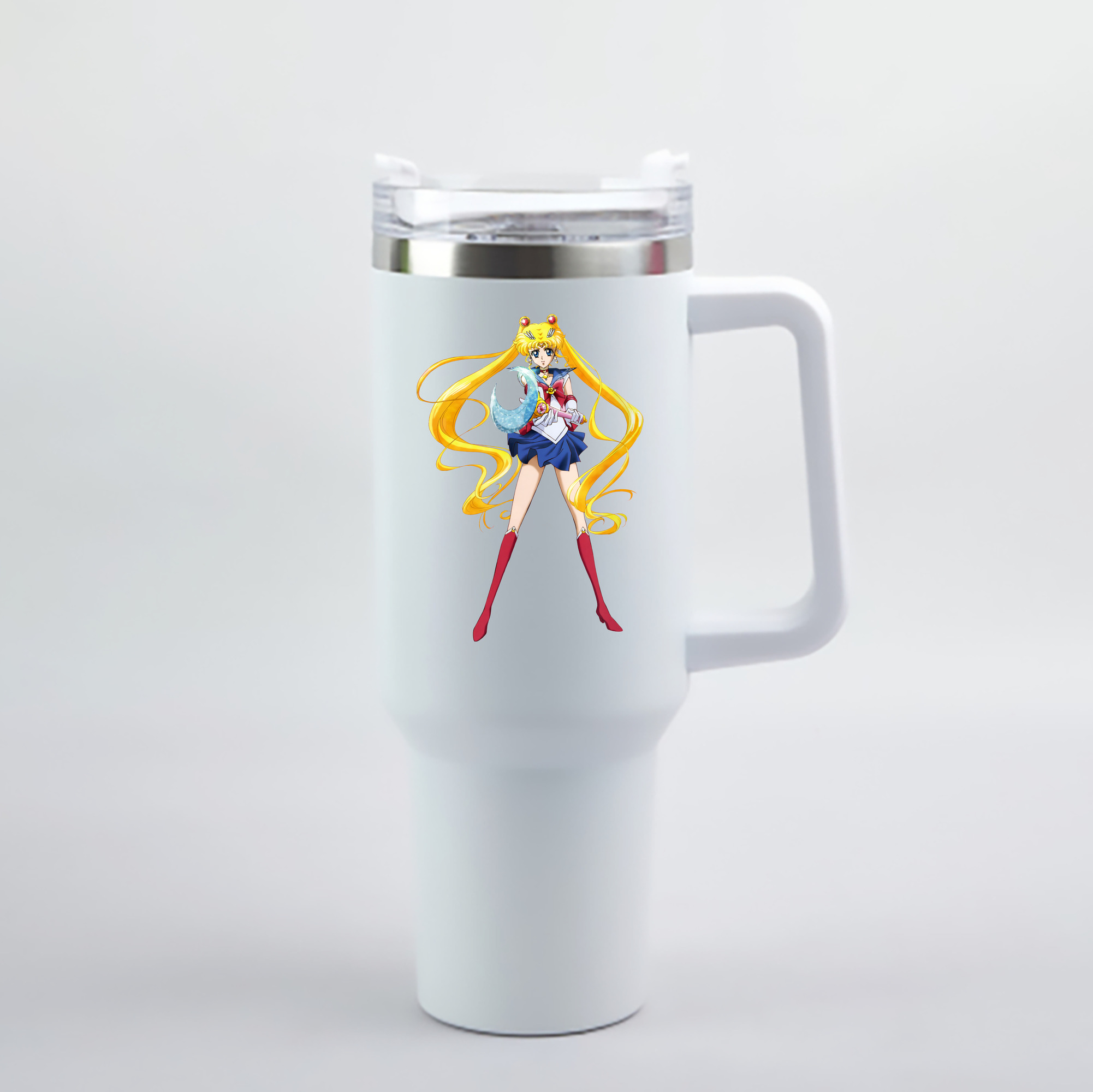 （画像用） 美少女戦士セーラームーン 月野 うさぎ つきの うさぎ Sailor Moon Tsukino Usagi 1200mL車用タンブラー - クリスタルステッカー（プラスチックストロー付き）