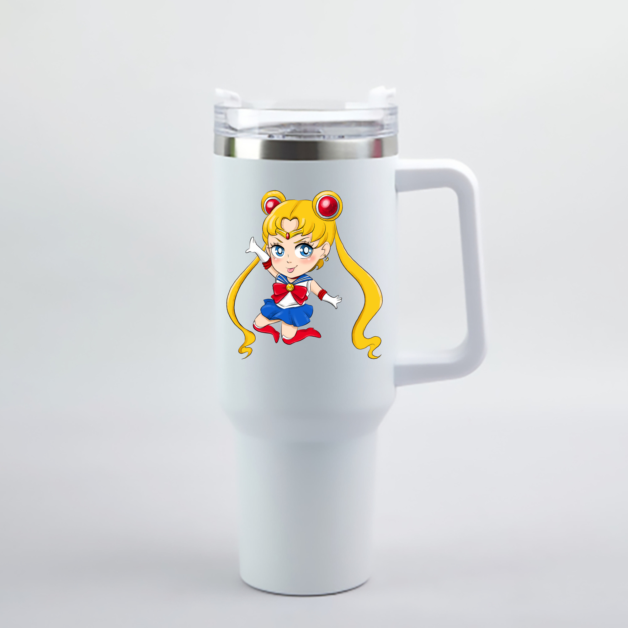 （画像用） 美少女戦士セーラームーン 月野 うさぎ つきの うさぎ Sailor Moon Tsukino Usagi 1200mL車用タンブラー - クリスタルステッカー（プラスチックストロー付き）