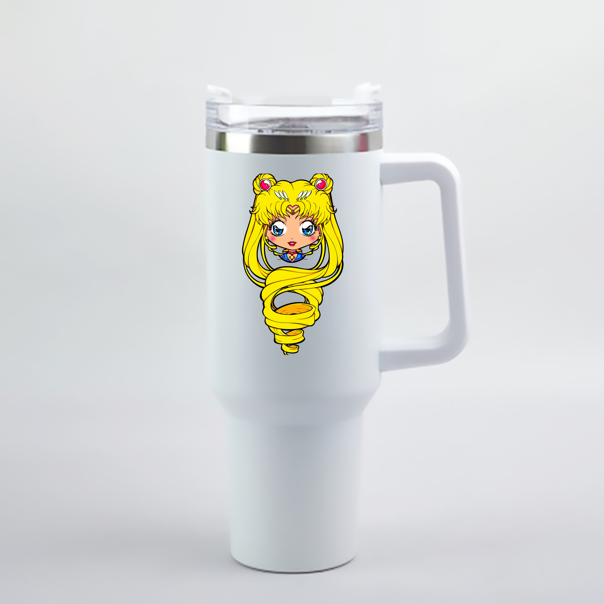 （画像用） 美少女戦士セーラームーン 月野 うさぎ つきの うさぎ Sailor Moon Tsukino Usagi 1200mL車用タンブラー - クリスタルステッカー（プラスチックストロー付き）