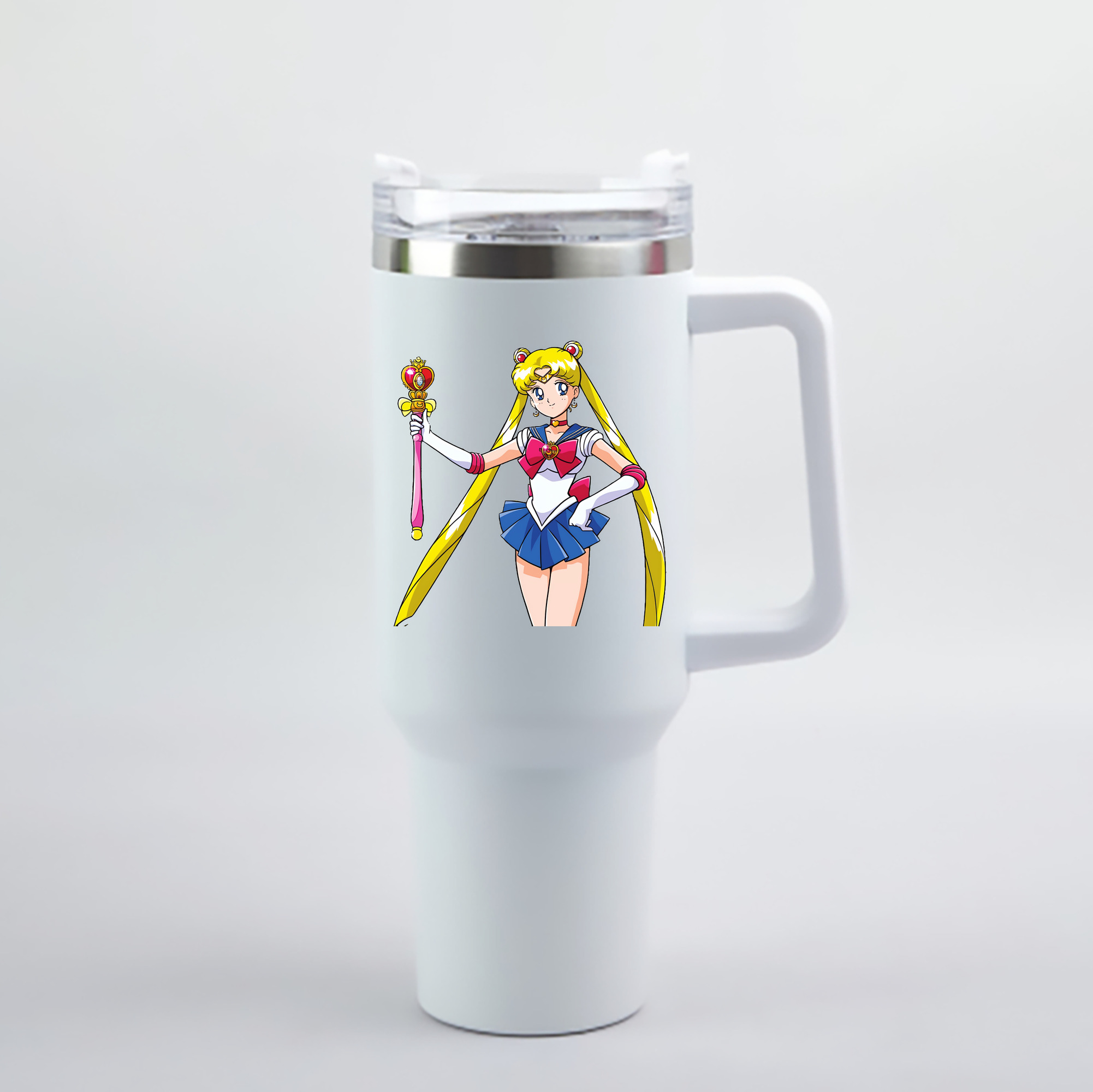 （画像用） 美少女戦士セーラームーン 月野 うさぎ つきの うさぎ Sailor Moon Tsukino Usagi 1200mL車用タンブラー - クリスタルステッカー（プラスチックストロー付き）