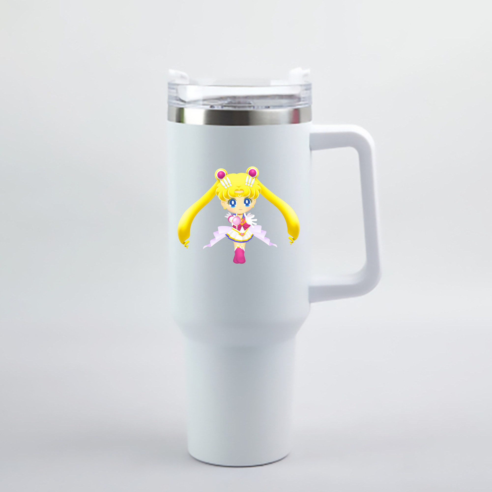（画像用） 美少女戦士セーラームーン 月野 うさぎ つきの うさぎ Sailor Moon Tsukino Usagi 1200mL車用タンブラー - クリスタルステッカー（プラスチックストロー付き）