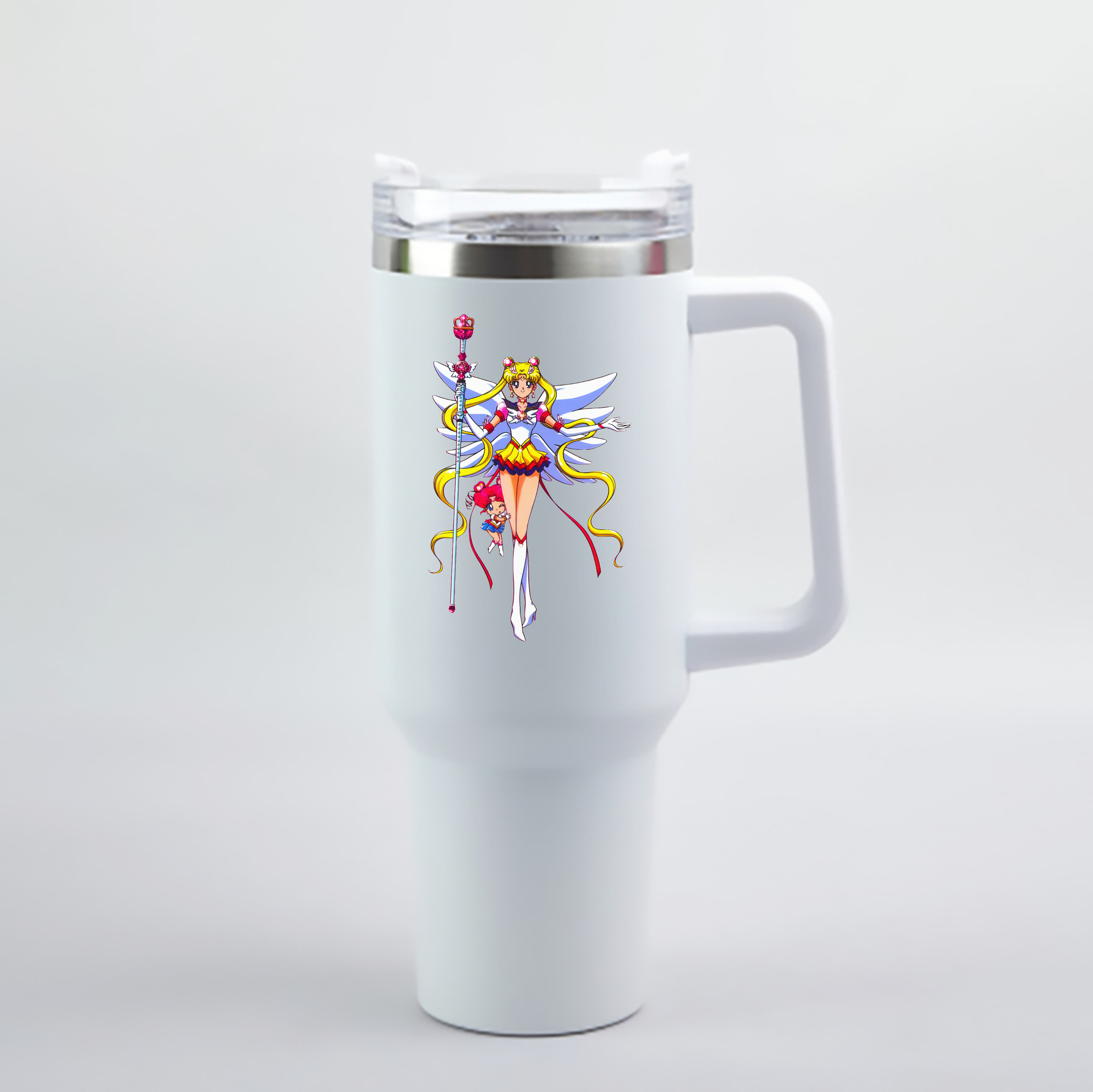 （画像用） 美少女戦士セーラームーン 月野 うさぎ つきの うさぎ Sailor Moon Tsukino Usagi 1200mL車用タンブラー - クリスタルステッカー（プラスチックストロー付き）