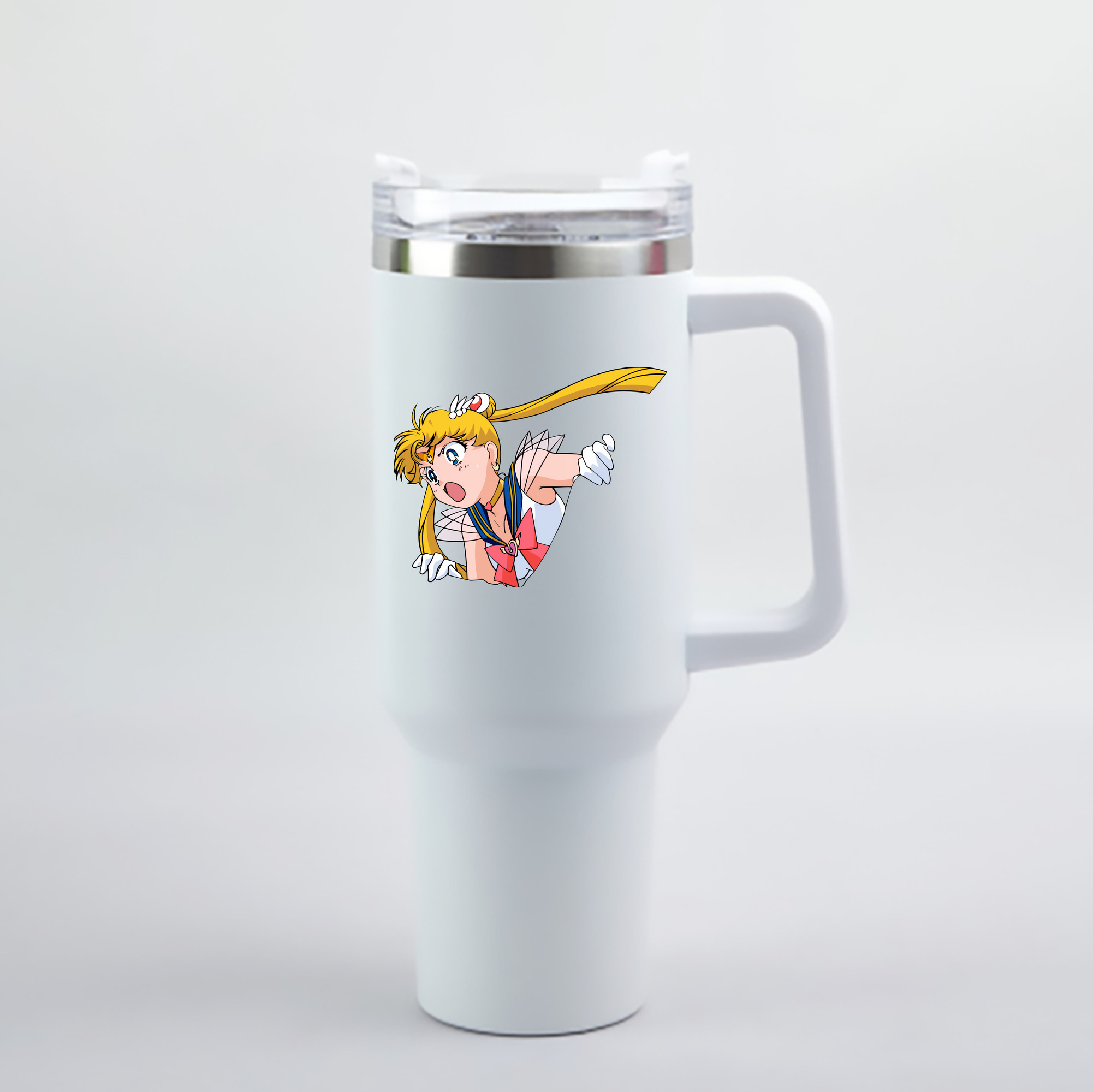 （画像用） 美少女戦士セーラームーン 月野 うさぎ つきの うさぎ Sailor Moon Tsukino Usagi 1200mL車用タンブラー - クリスタルステッカー（プラスチックストロー付き）
