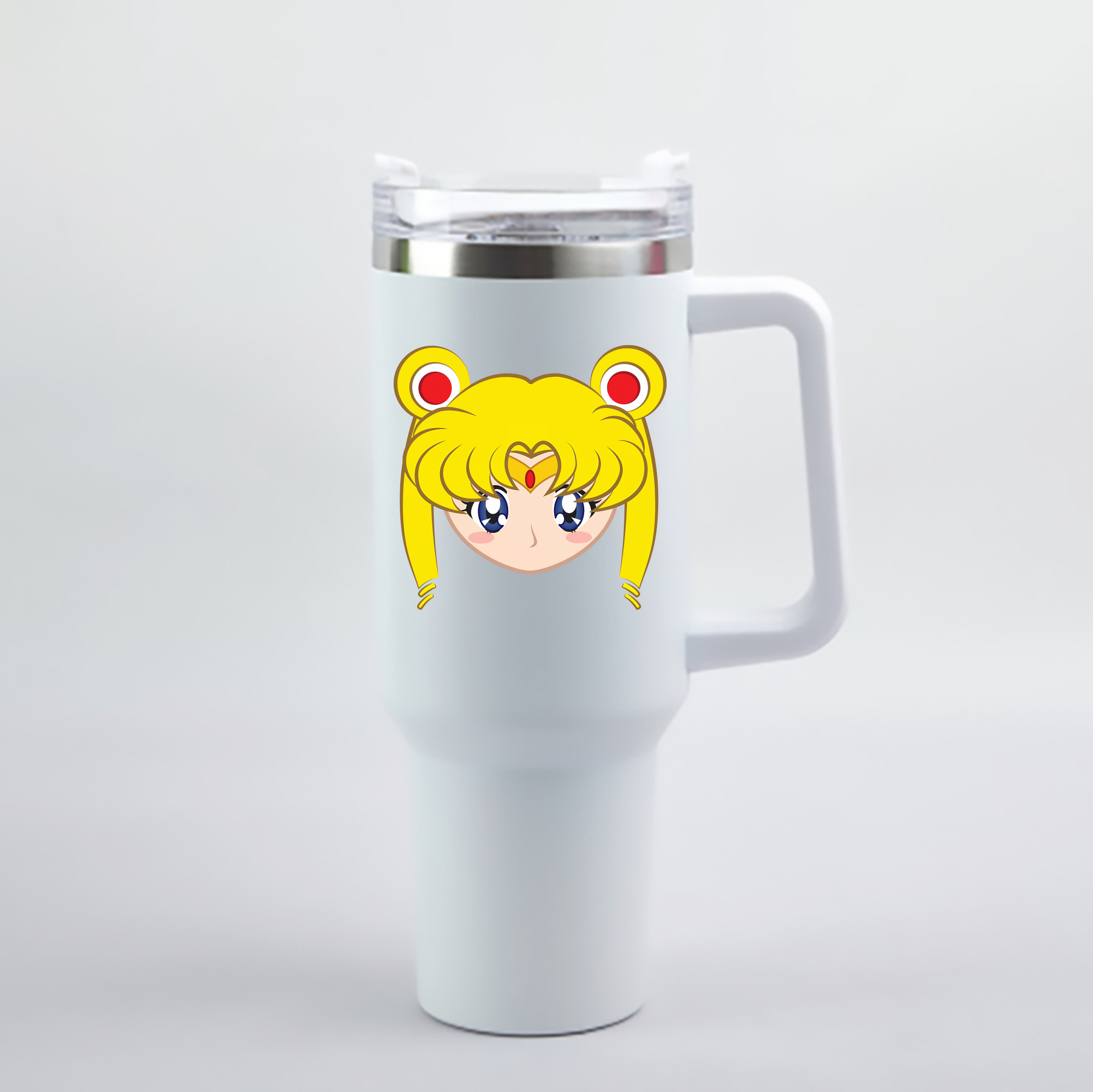 （画像用） 美少女戦士セーラームーン 月野 うさぎ つきの うさぎ Sailor Moon Tsukino Usagi 1200mL車用タンブラー - クリスタルステッカー（プラスチックストロー付き）