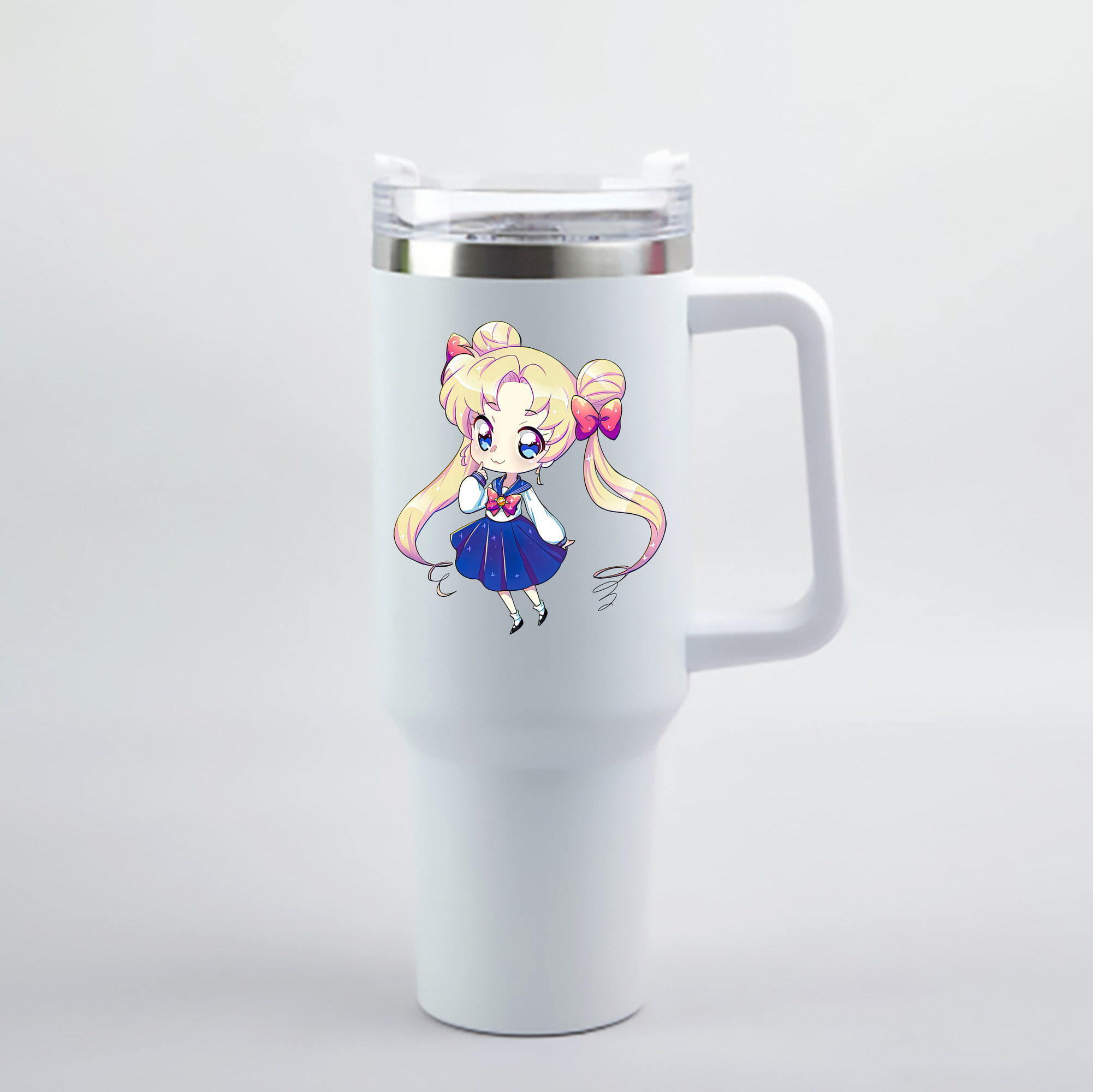 （画像用） 美少女戦士セーラームーン 月野 うさぎ つきの うさぎ Sailor Moon Tsukino Usagi 1200mL車用タンブラー - クリスタルステッカー（プラスチックストロー付き）