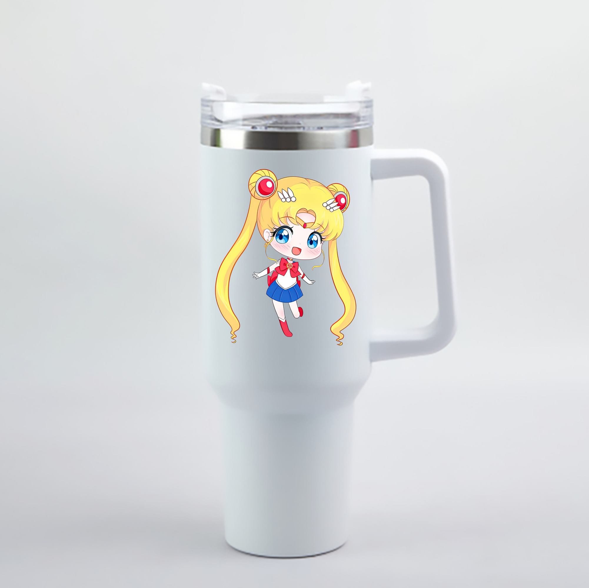 （画像用） 美少女戦士セーラームーン 月野 うさぎ つきの うさぎ Sailor Moon Tsukino Usagi 1200mL車用タンブラー - クリスタルステッカー（プラスチックストロー付き）