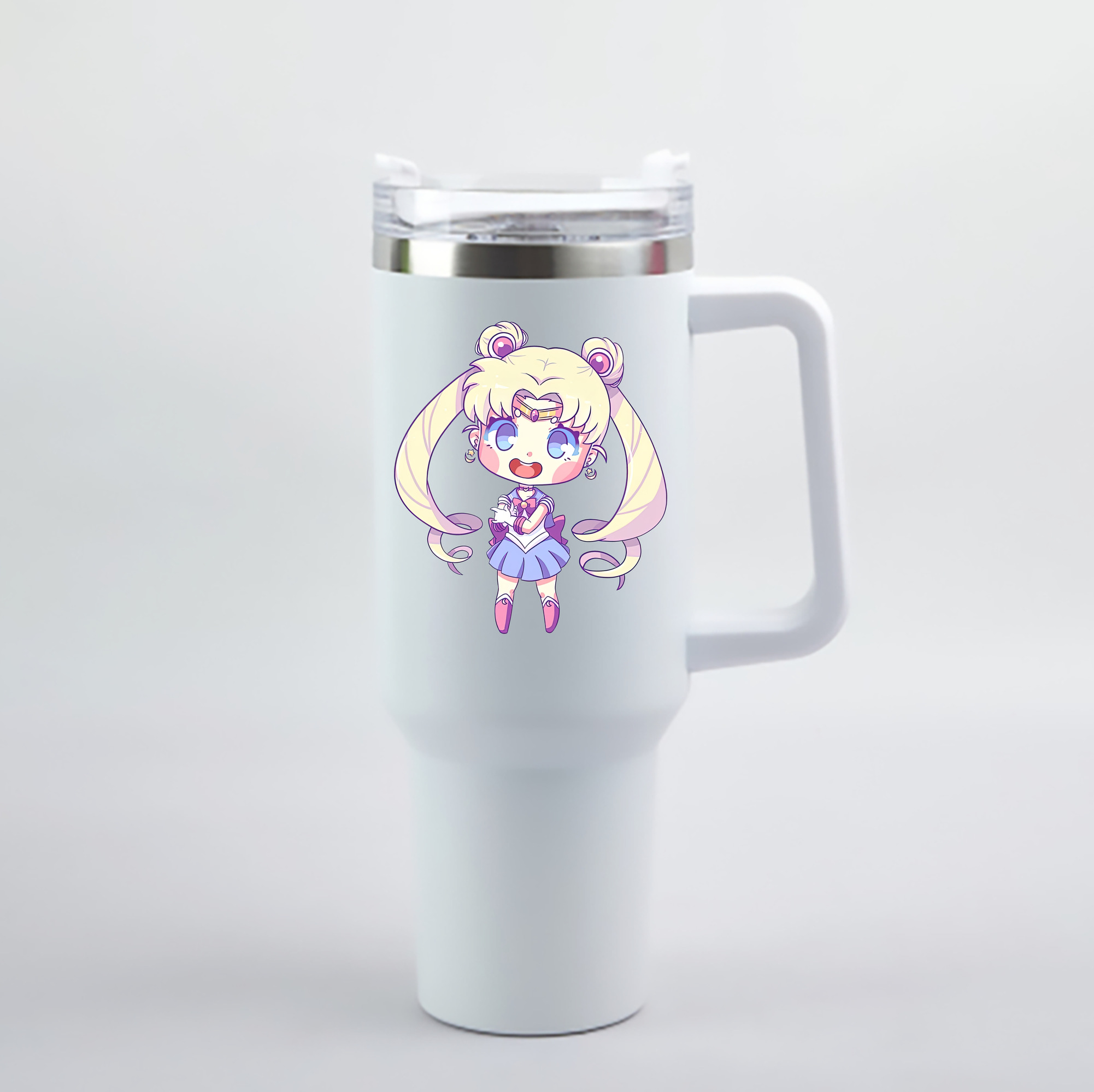 （画像用） 美少女戦士セーラームーン 月野 うさぎ つきの うさぎ Sailor Moon Tsukino Usagi 1200mL車用タンブラー - クリスタルステッカー（プラスチックストロー付き）