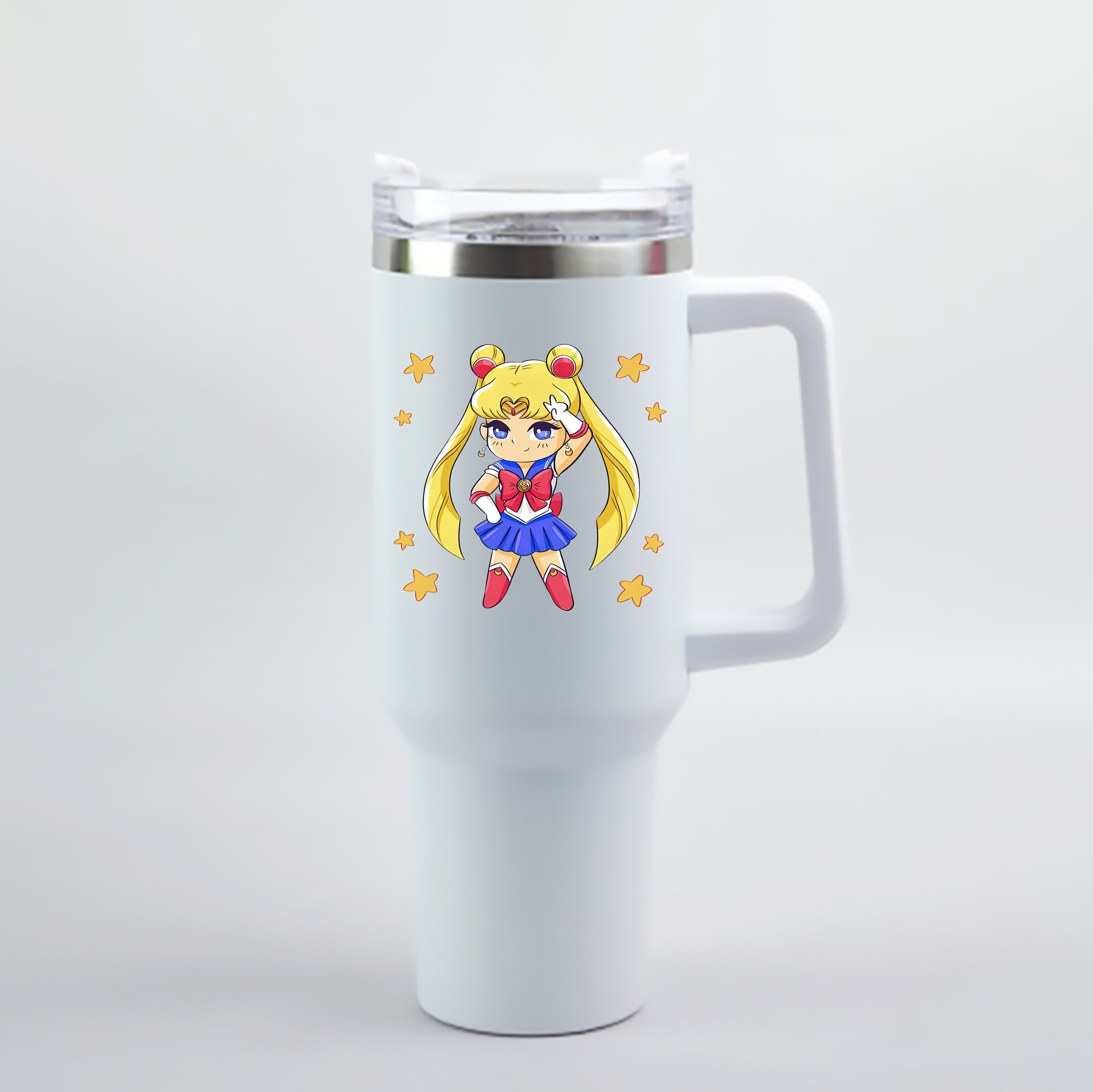 （画像用） 美少女戦士セーラームーン 月野 うさぎ つきの うさぎ Sailor Moon Tsukino Usagi 1200mL車用タンブラー - クリスタルステッカー（プラスチックストロー付き）