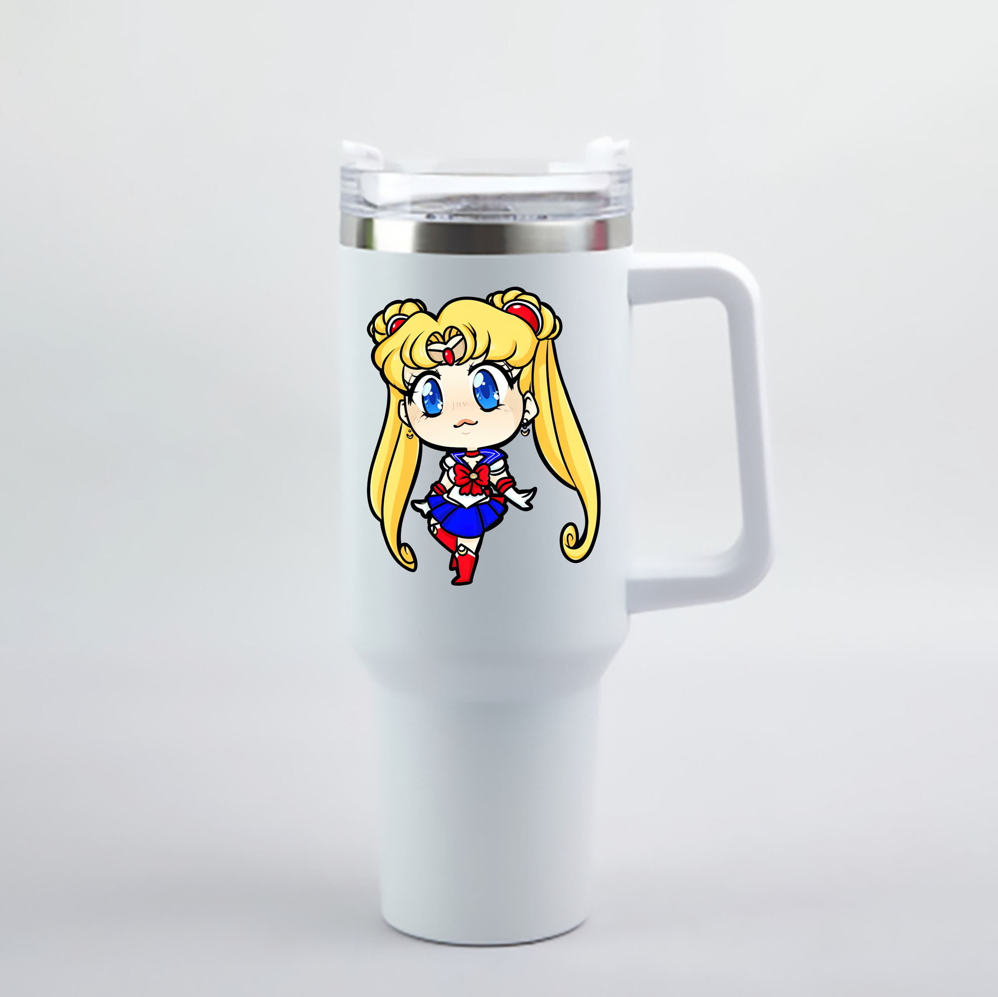 （画像用） 美少女戦士セーラームーン 月野 うさぎ つきの うさぎ Sailor Moon Tsukino Usagi 1200mL車用タンブラー - クリスタルステッカー（プラスチックストロー付き）