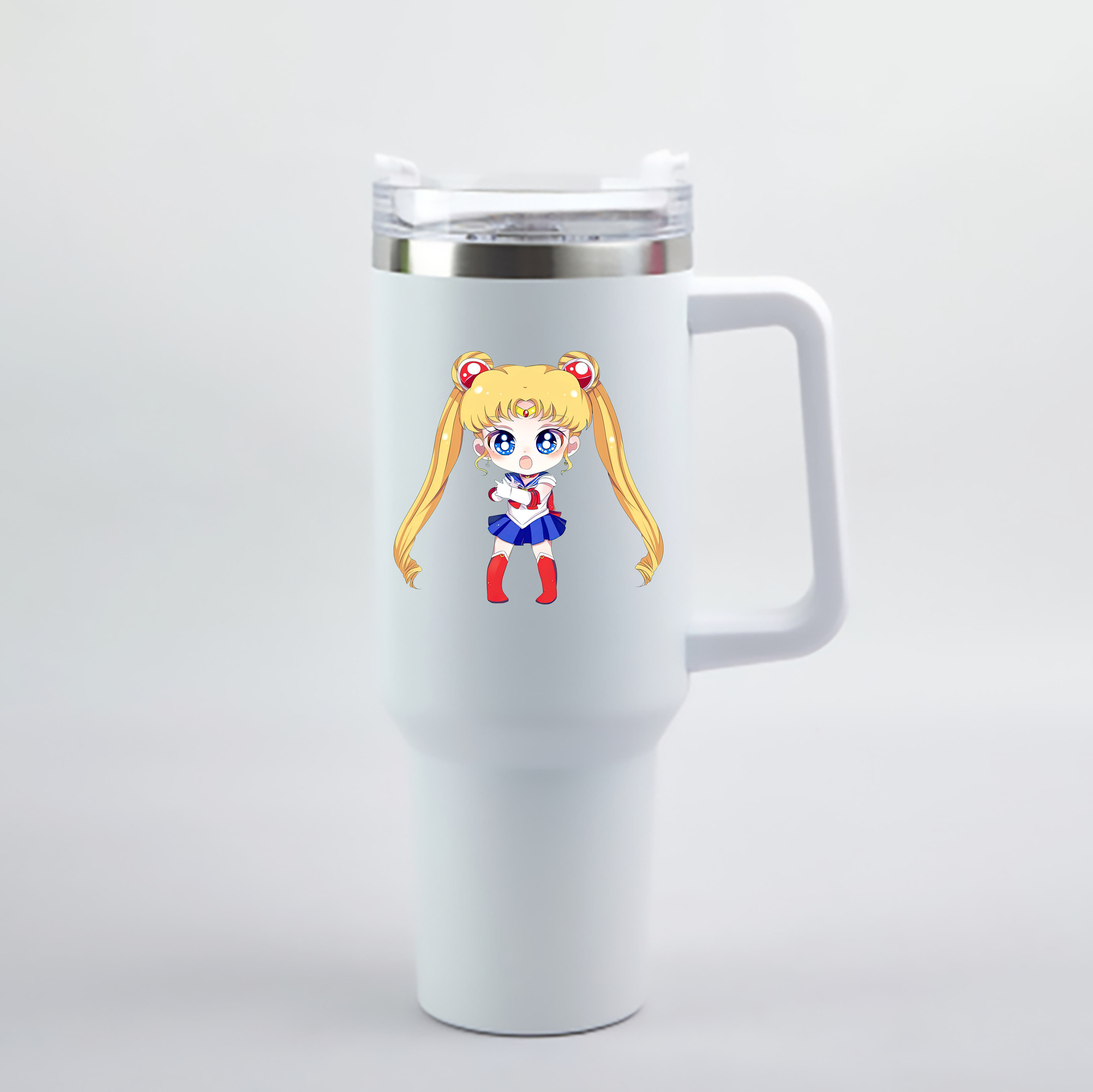 （画像用） 美少女戦士セーラームーン 月野 うさぎ つきの うさぎ Sailor Moon Tsukino Usagi 1200mL車用タンブラー - クリスタルステッカー（プラスチックストロー付き）