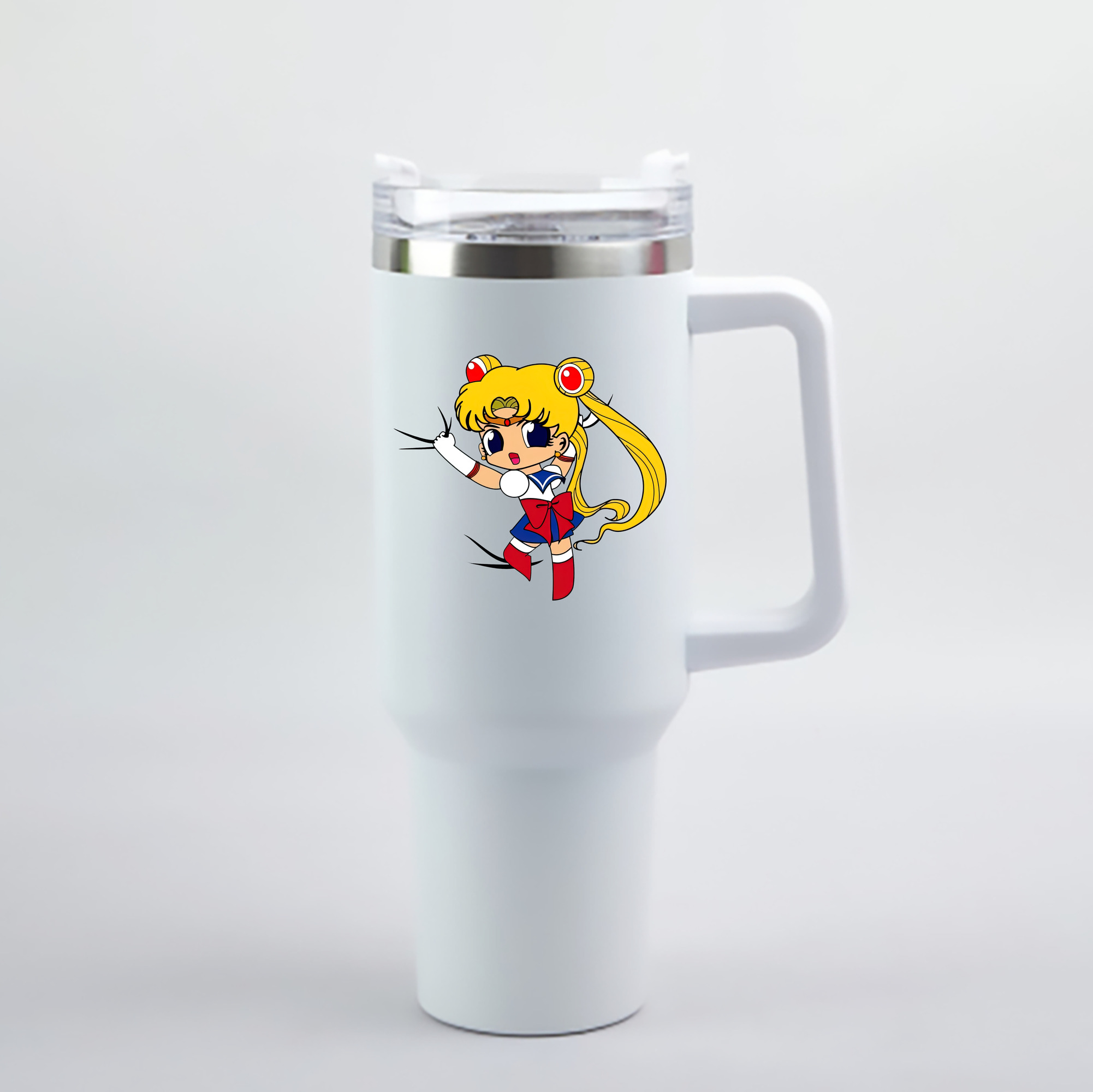 （画像用） 美少女戦士セーラームーン 月野 うさぎ つきの うさぎ Sailor Moon Tsukino Usagi 1200mL車用タンブラー - クリスタルステッカー（プラスチックストロー付き）