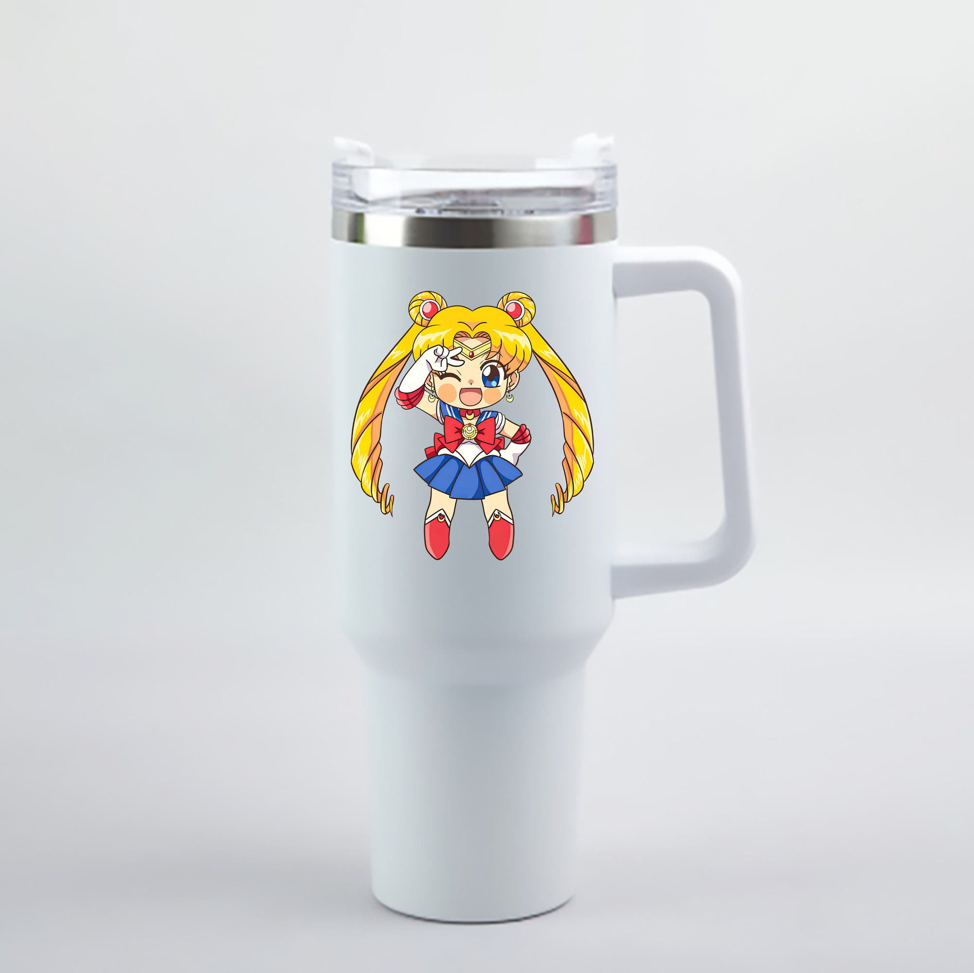 （画像用） 美少女戦士セーラームーン 月野 うさぎ つきの うさぎ Sailor Moon Tsukino Usagi 1200mL車用タンブラー - クリスタルステッカー（プラスチックストロー付き）