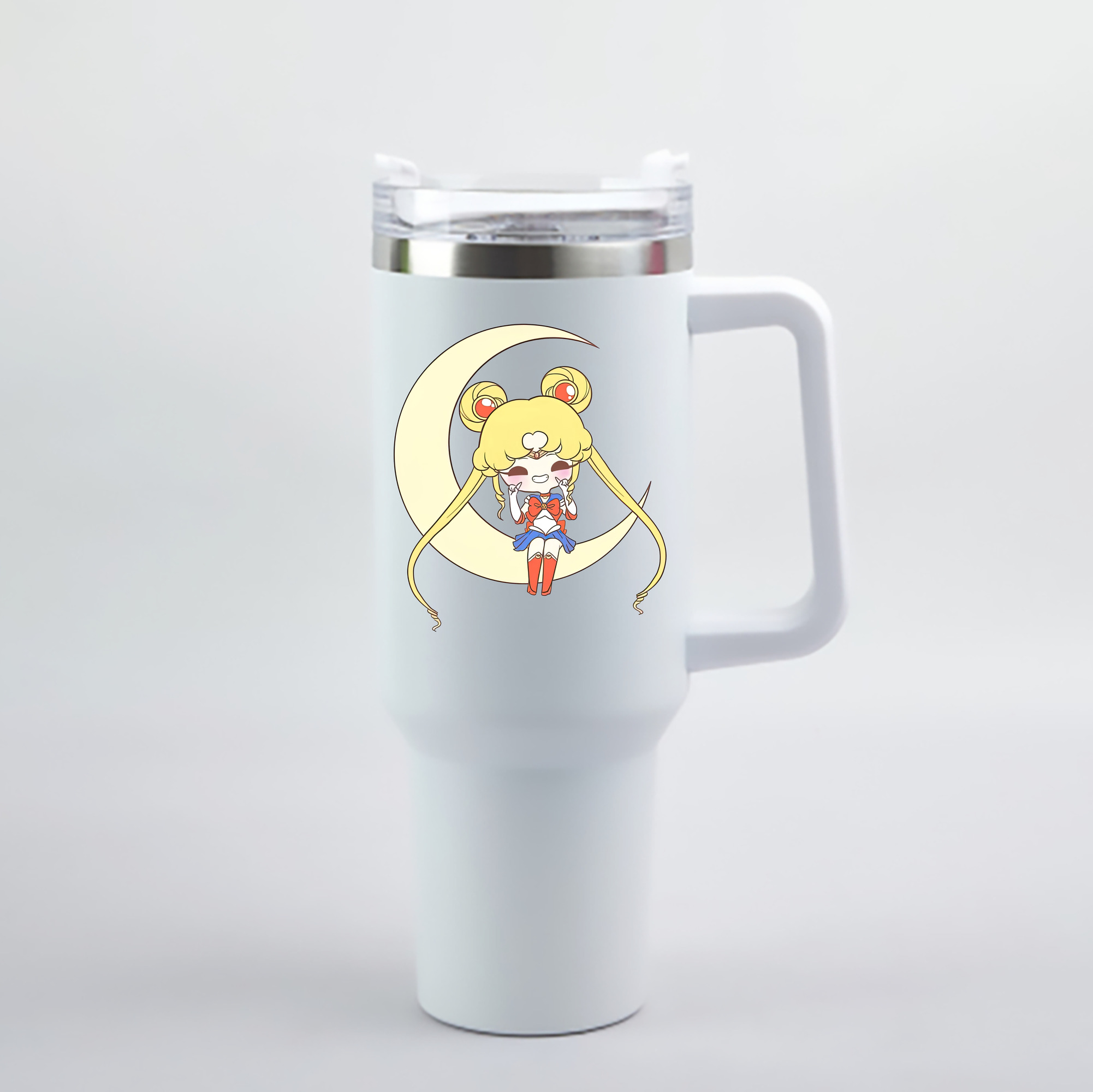 （画像用） 美少女戦士セーラームーン 月野 うさぎ つきの うさぎ Sailor Moon Tsukino Usagi 1200mL車用タンブラー - クリスタルステッカー（プラスチックストロー付き）