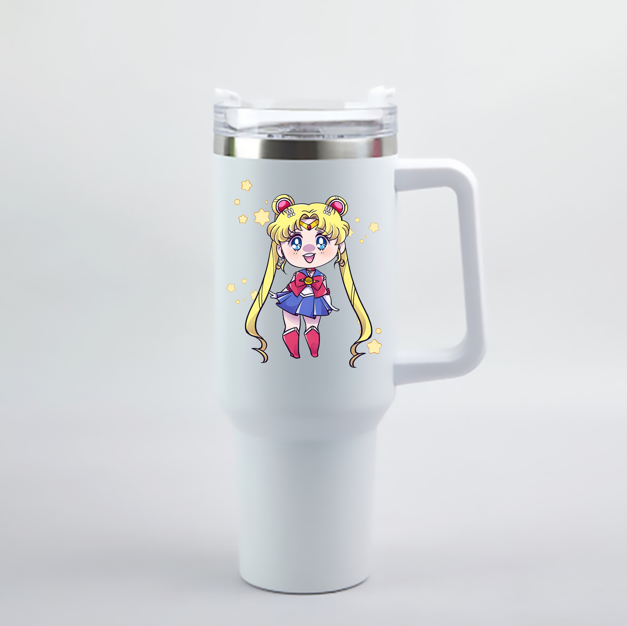 （画像用） 美少女戦士セーラームーン 月野 うさぎ つきの うさぎ Sailor Moon Tsukino Usagi 1200mL車用タンブラー - クリスタルステッカー（プラスチックストロー付き）