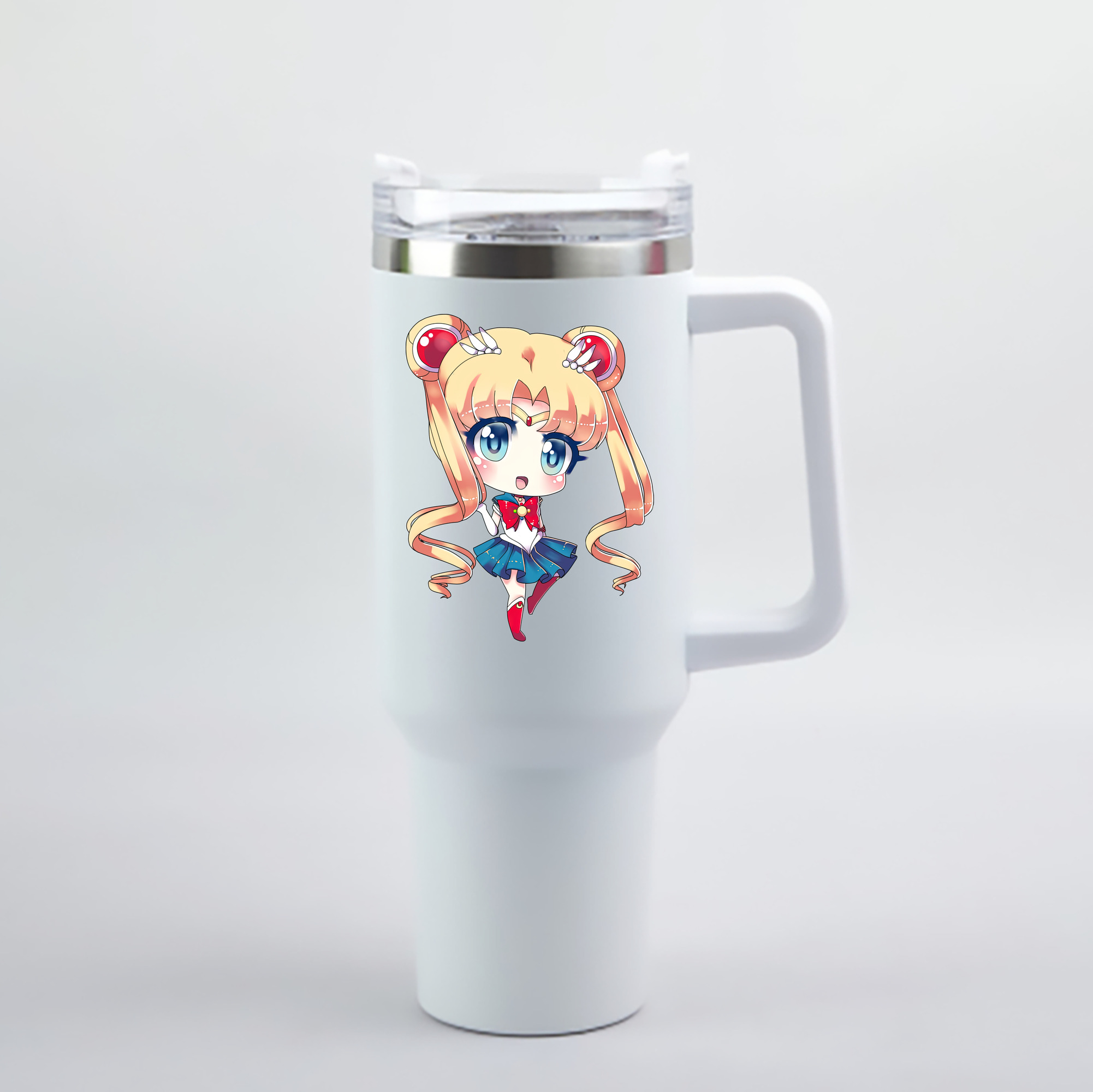 （画像用） 美少女戦士セーラームーン 月野 うさぎ つきの うさぎ Sailor Moon Tsukino Usagi 1200mL車用タンブラー - クリスタルステッカー（プラスチックストロー付き）
