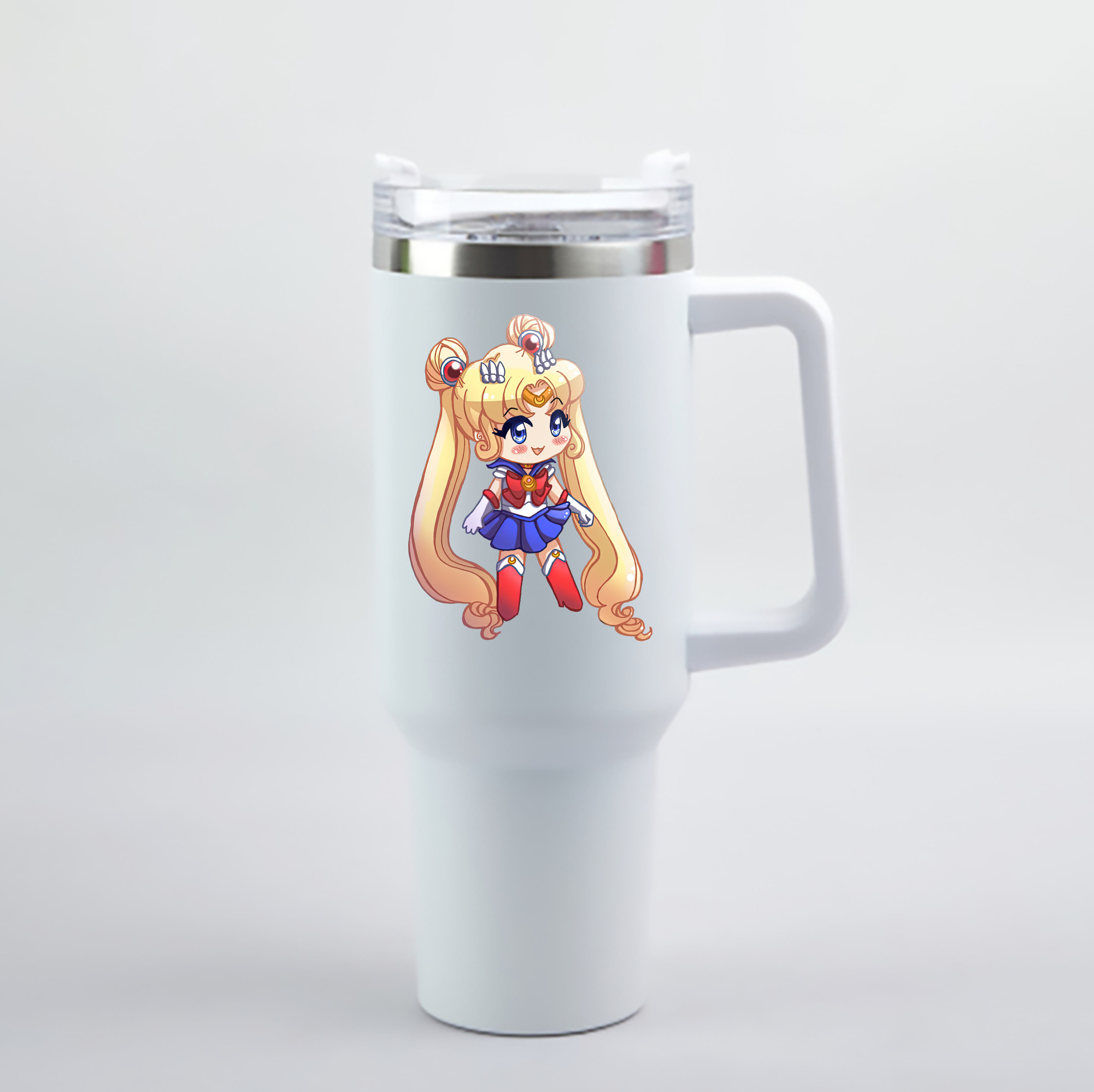 （画像用） 美少女戦士セーラームーン 月野 うさぎ つきの うさぎ Sailor Moon Tsukino Usagi 1200mL車用タンブラー - クリスタルステッカー（プラスチックストロー付き）