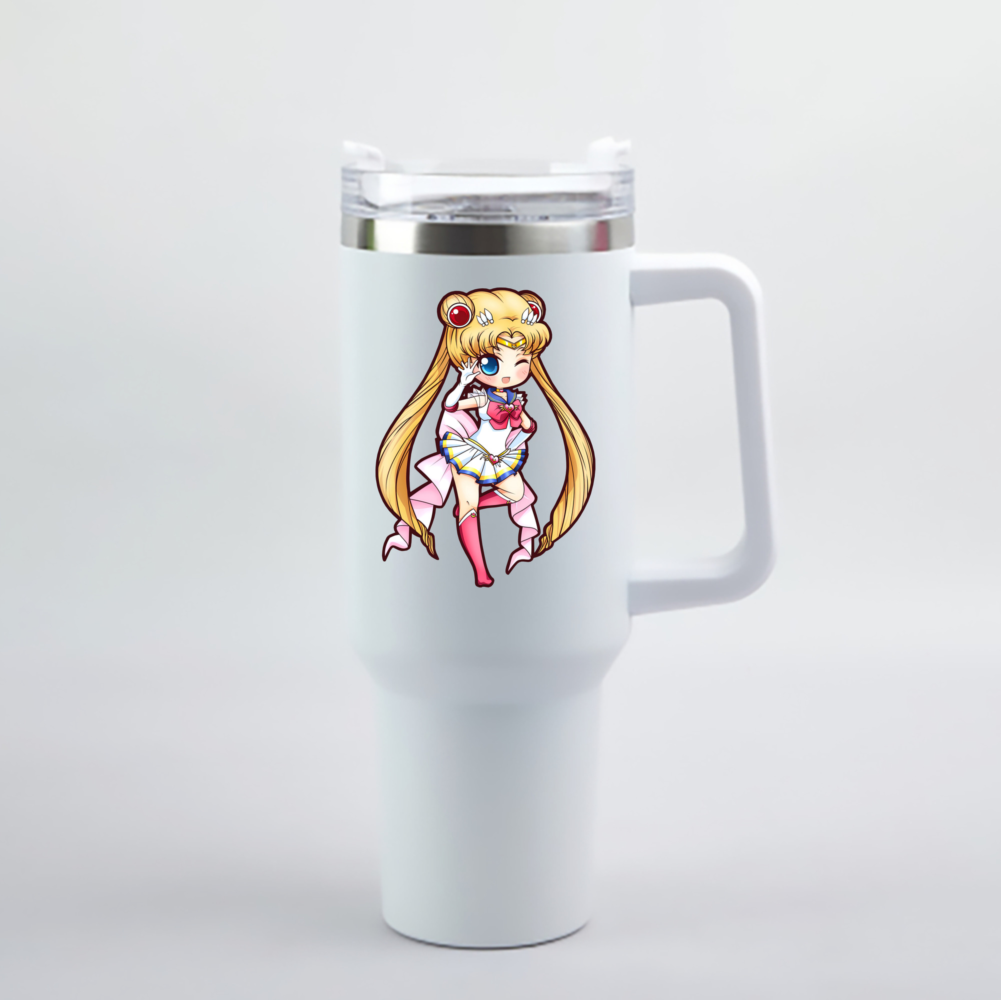 （画像用） 美少女戦士セーラームーン 月野 うさぎ つきの うさぎ Sailor Moon Tsukino Usagi 1200mL車用タンブラー - クリスタルステッカー（プラスチックストロー付き）