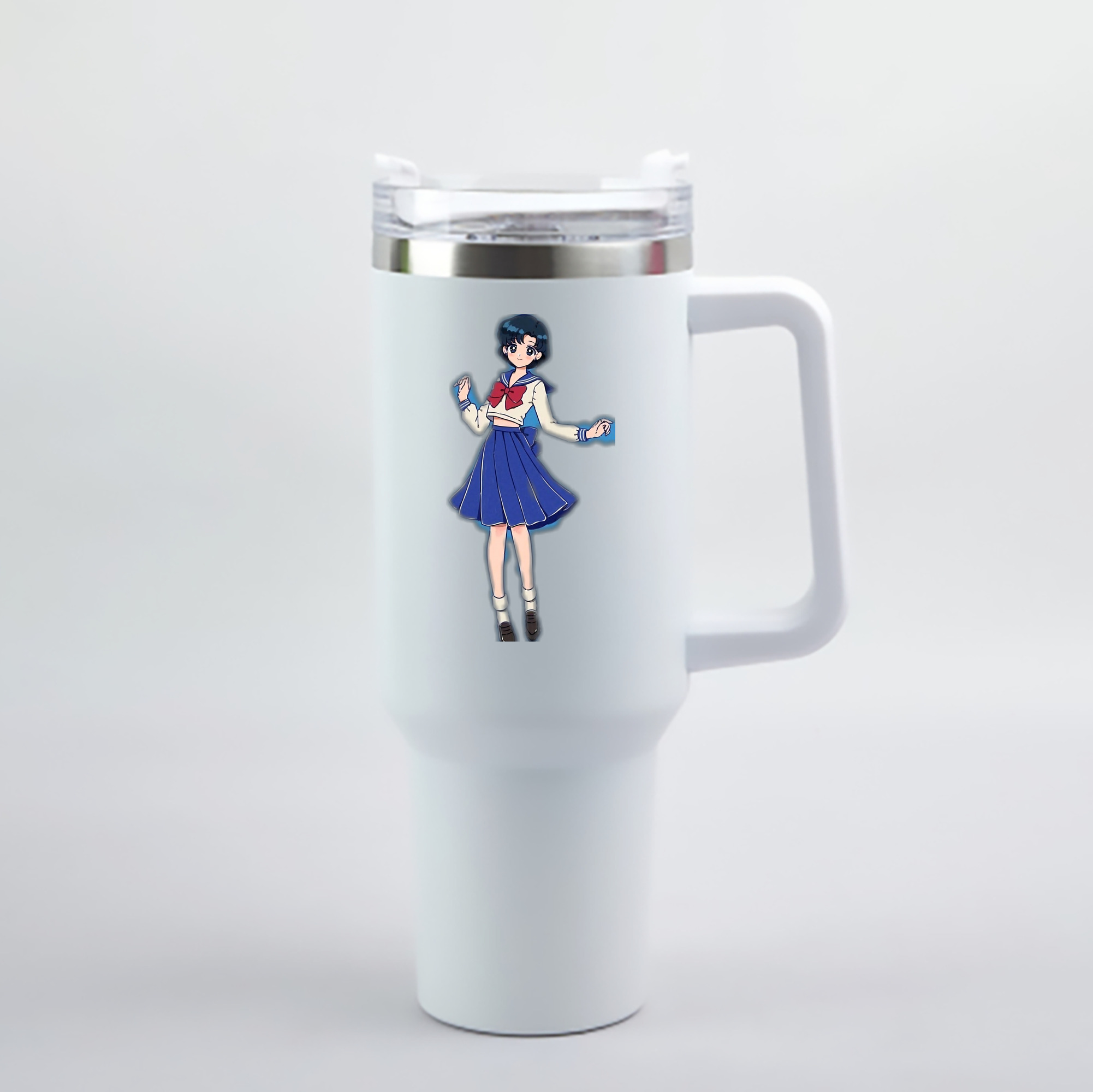 （画像用） 美少女戦士セーラームーン 水野 亜美 みずの あみ Sailor Moon Mizuno Ami 1200mL車用タンブラー - クリスタルステッカー（プラスチックストロー付き）