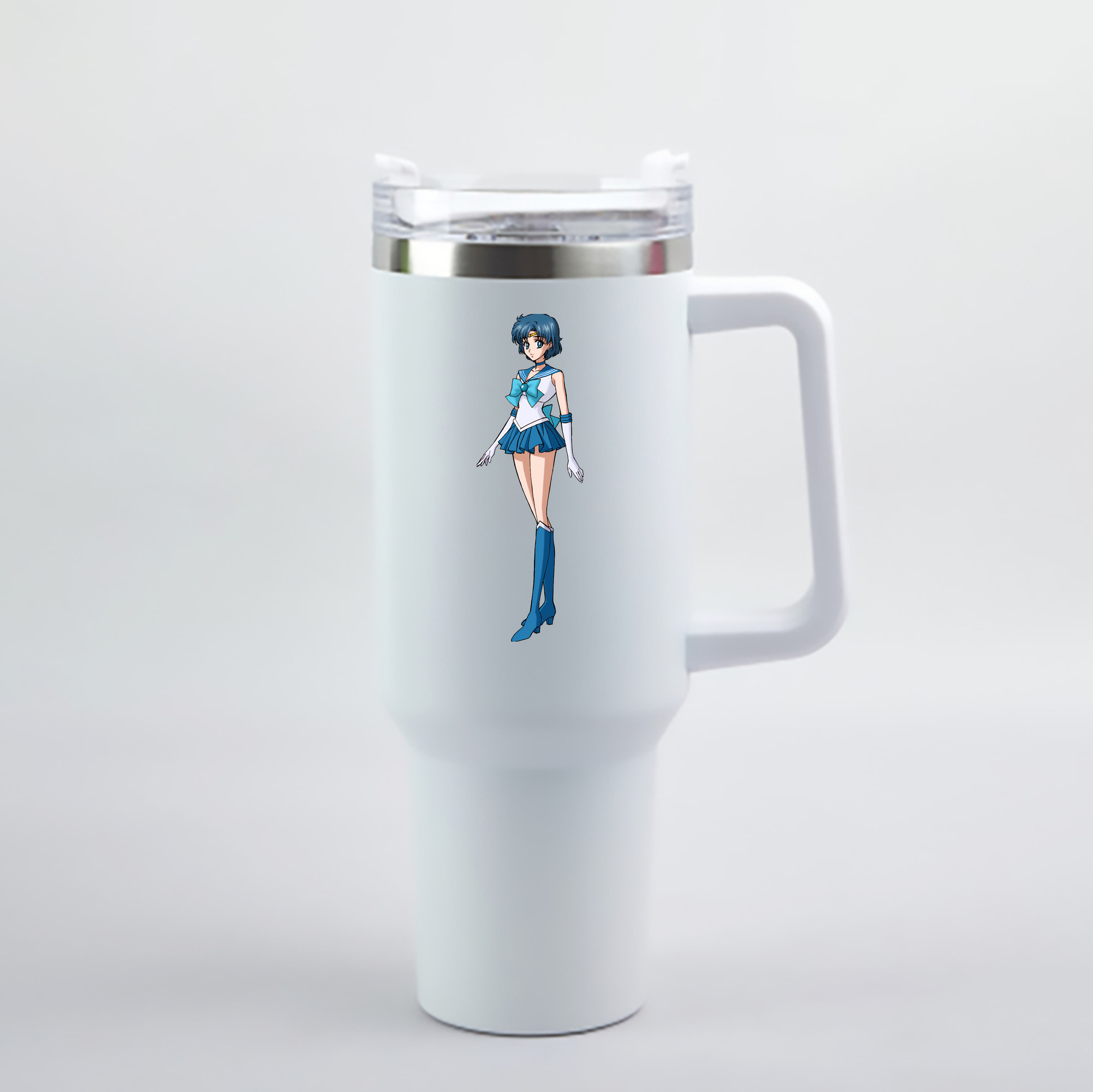 （画像用） 美少女戦士セーラームーン 水野 亜美 みずの あみ Sailor Moon Mizuno Ami 1200mL車用タンブラー - クリスタルステッカー（プラスチックストロー付き）