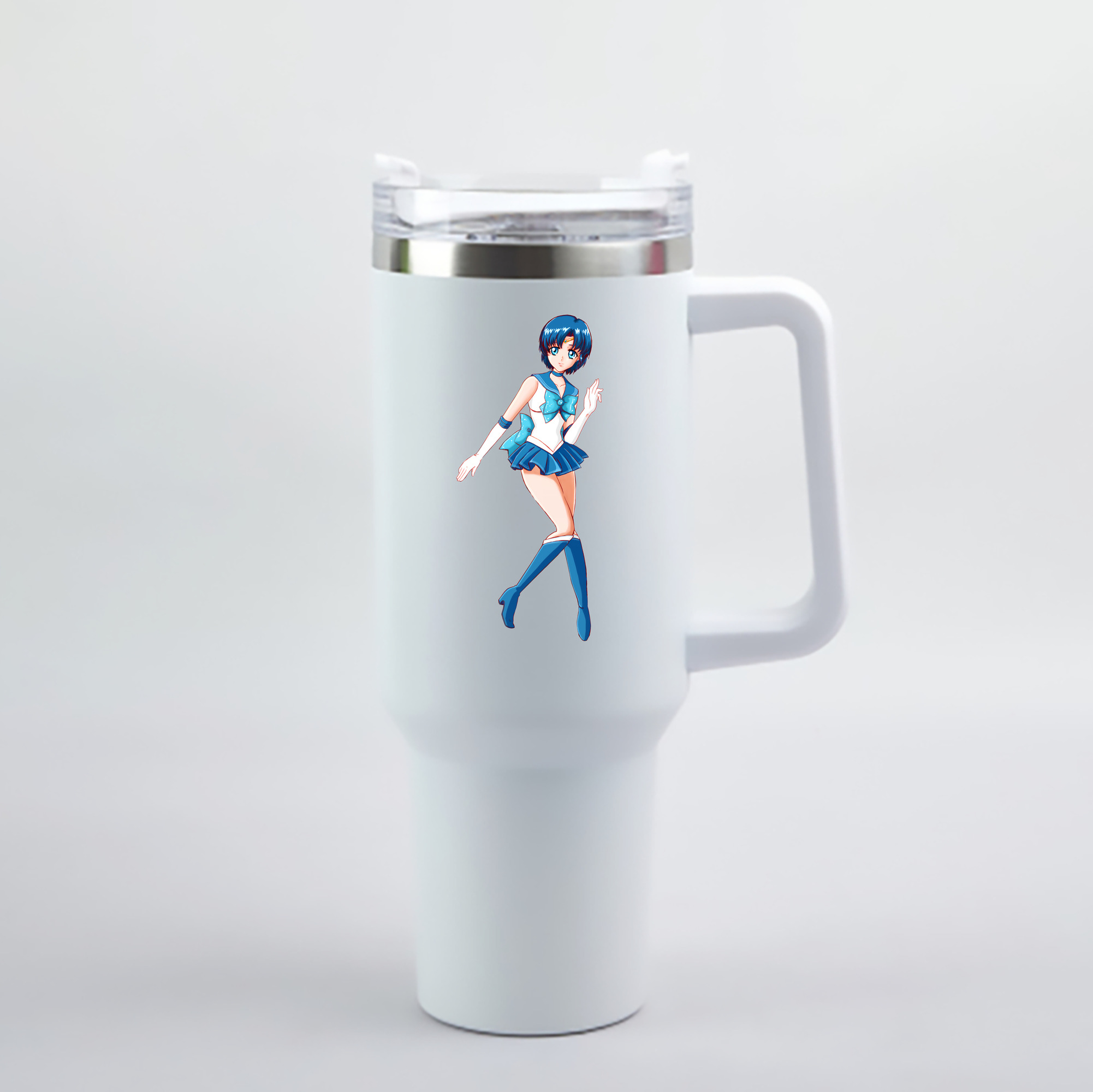 （画像用） 美少女戦士セーラームーン 水野 亜美 みずの あみ Sailor Moon Mizuno Ami 1200mL車用タンブラー - クリスタルステッカー（プラスチックストロー付き）