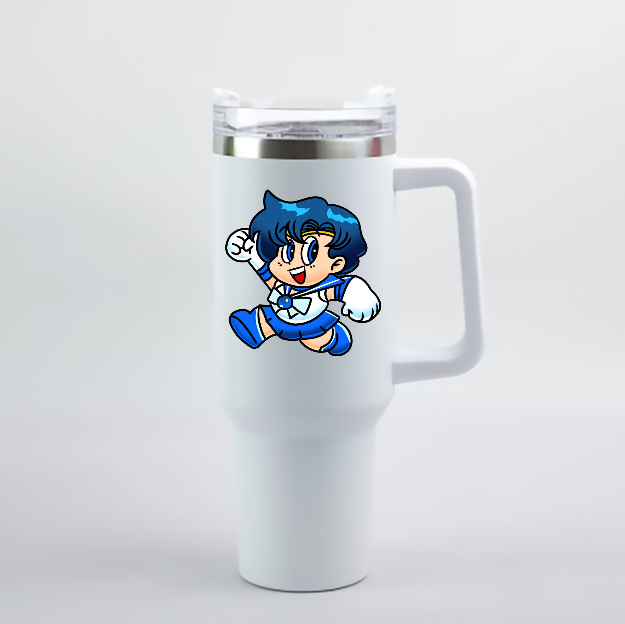（画像用） 美少女戦士セーラームーン 水野 亜美 みずの あみ Sailor Moon Mizuno Ami 1200mL車用タンブラー - クリスタルステッカー（プラスチックストロー付き）