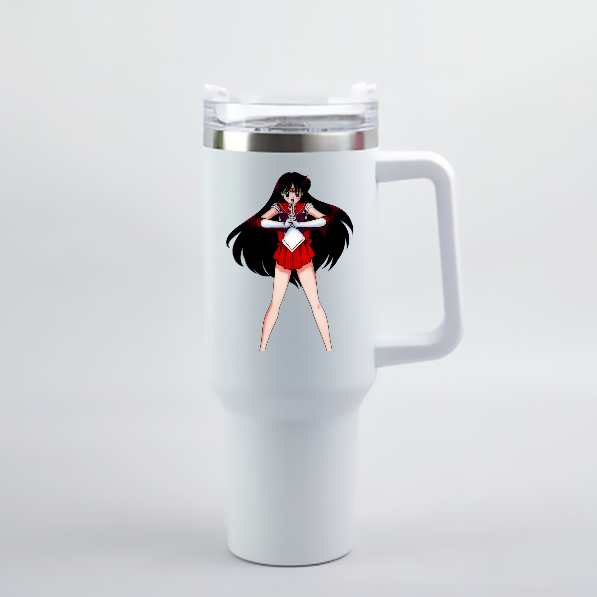（画像用） 美少女戦士セーラームーン 火野レイ ひの レイ Sailor Moon Hino Rei （セーラーマーズ,Sailor Mars） 1200mL車用タンブラー - クリスタルステッカー（プラスチックストロー付き）