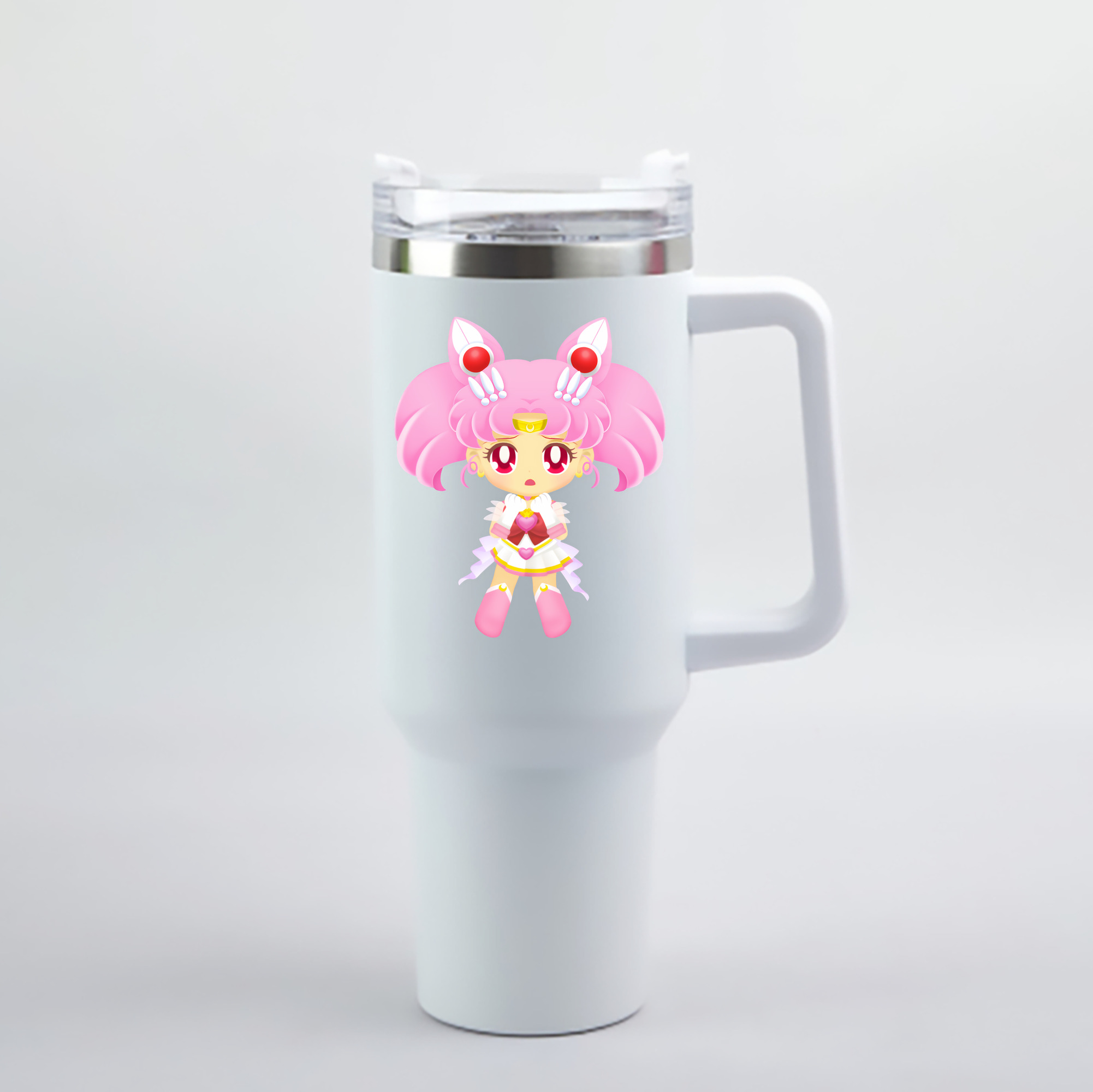 （画像用） 美少女戦士セーラームーン ちびうさ Sailor Moon Chibiusa Tsukino Usagi Small Lady Serenity 1200mL車用タンブラー - クリスタルステッカー（プラスチックストロー付き）