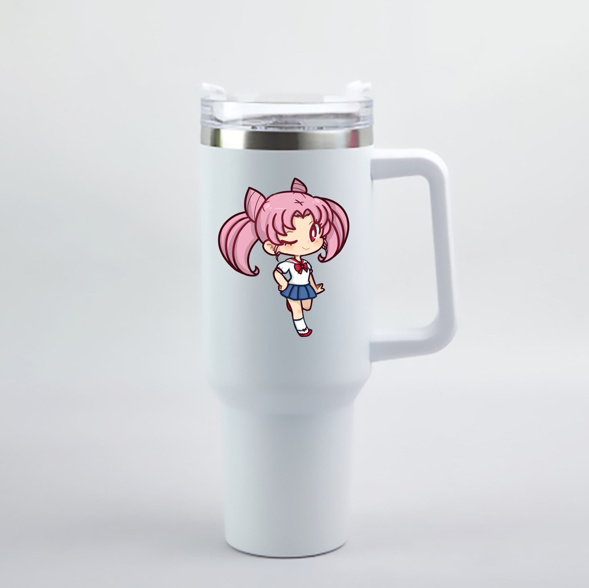 （画像用） 美少女戦士セーラームーン ちびうさ Sailor Moon Chibiusa Tsukino Usagi Small Lady Serenity 1200mL車用タンブラー - クリスタルステッカー（プラスチックストロー付き）