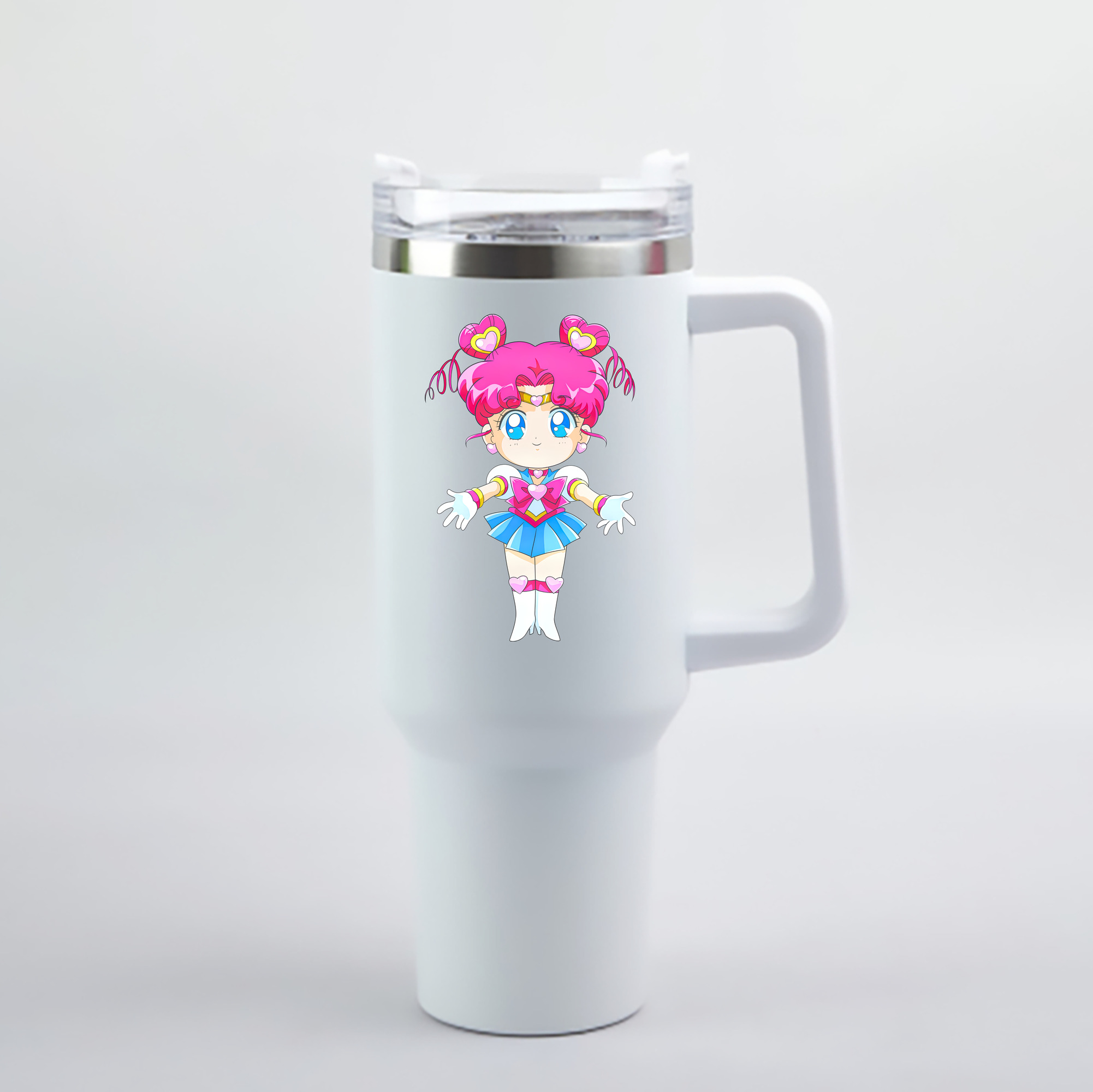 （画像用） 美少女戦士セーラームーン ちびうさ Sailor Moon Chibiusa Tsukino Usagi Small Lady Serenity 1200mL車用タンブラー - クリスタルステッカー（プラスチックストロー付き）