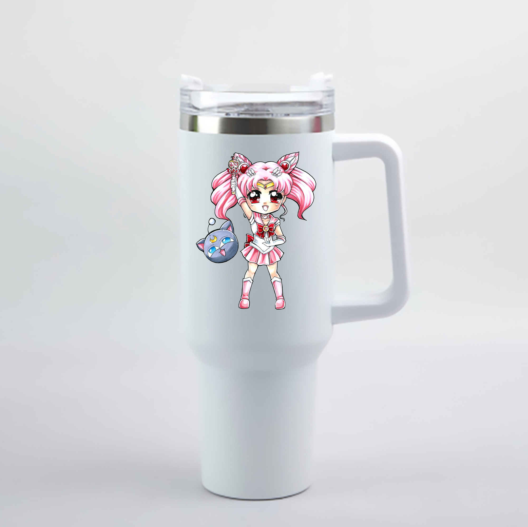 （画像用） 美少女戦士セーラームーン ちびうさ Sailor Moon Chibiusa Tsukino Usagi Small Lady Serenity 1200mL車用タンブラー - クリスタルステッカー（プラスチックストロー付き）