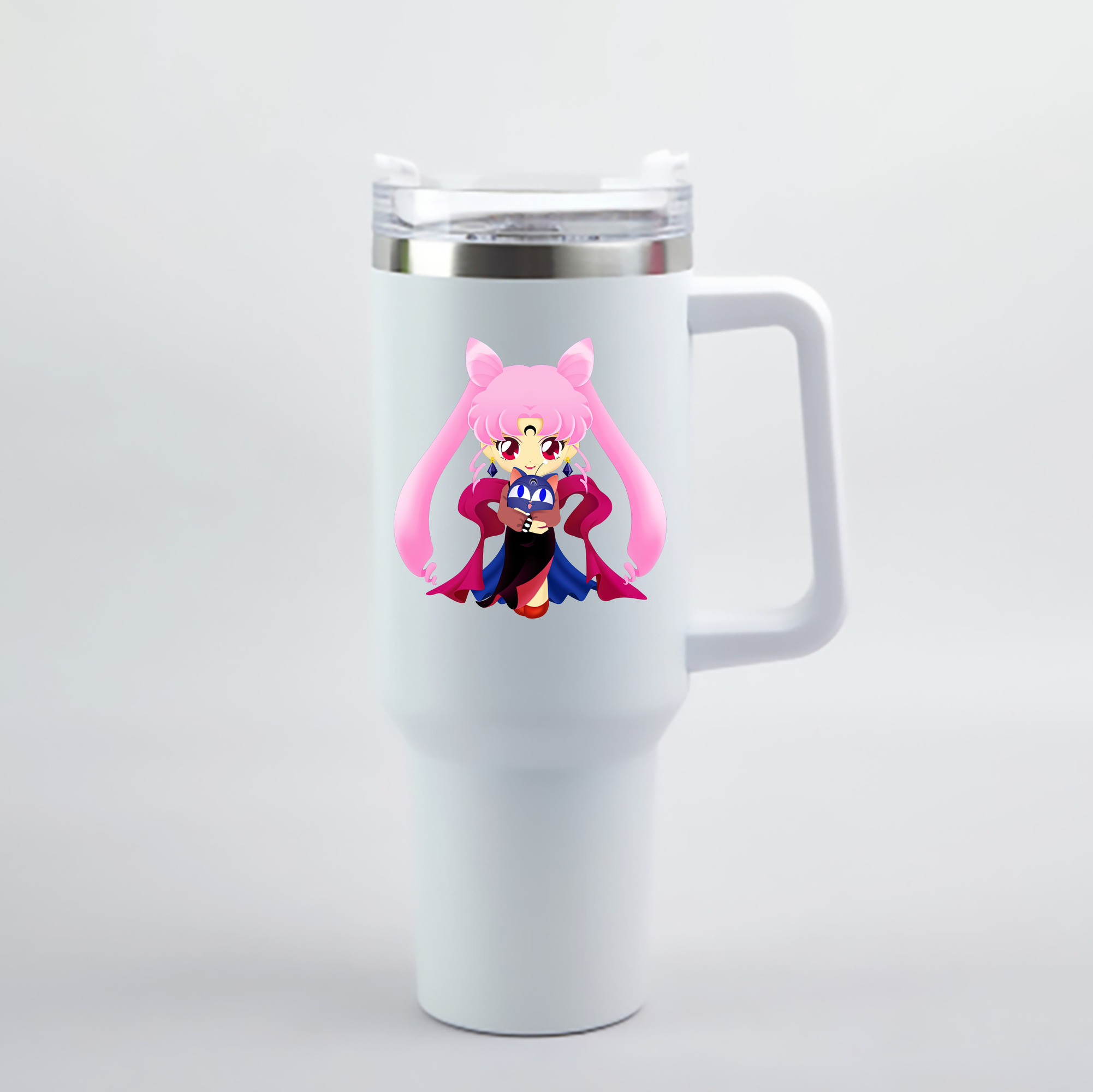 （画像用） 美少女戦士セーラームーン ちびうさ Sailor Moon Chibiusa Tsukino Usagi Small Lady Serenity 1200mL車用タンブラー - クリスタルステッカー（プラスチックストロー付き）