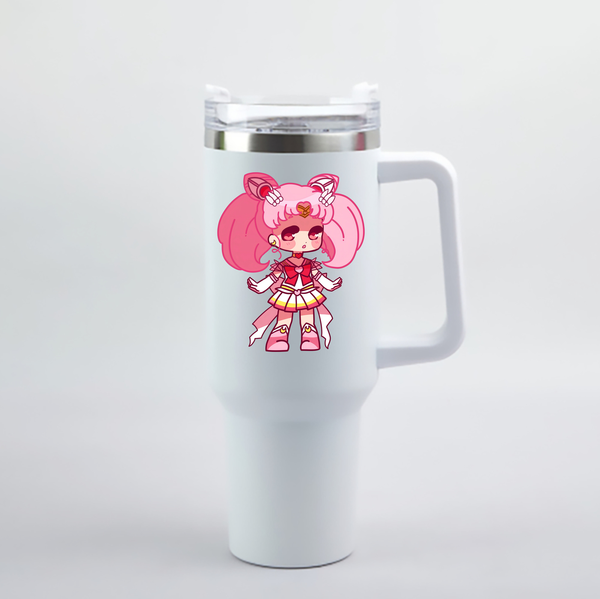 （画像用） 美少女戦士セーラームーン ちびうさ Sailor Moon Chibiusa Tsukino Usagi Small Lady Serenity 1200mL車用タンブラー - クリスタルステッカー（プラスチックストロー付き）