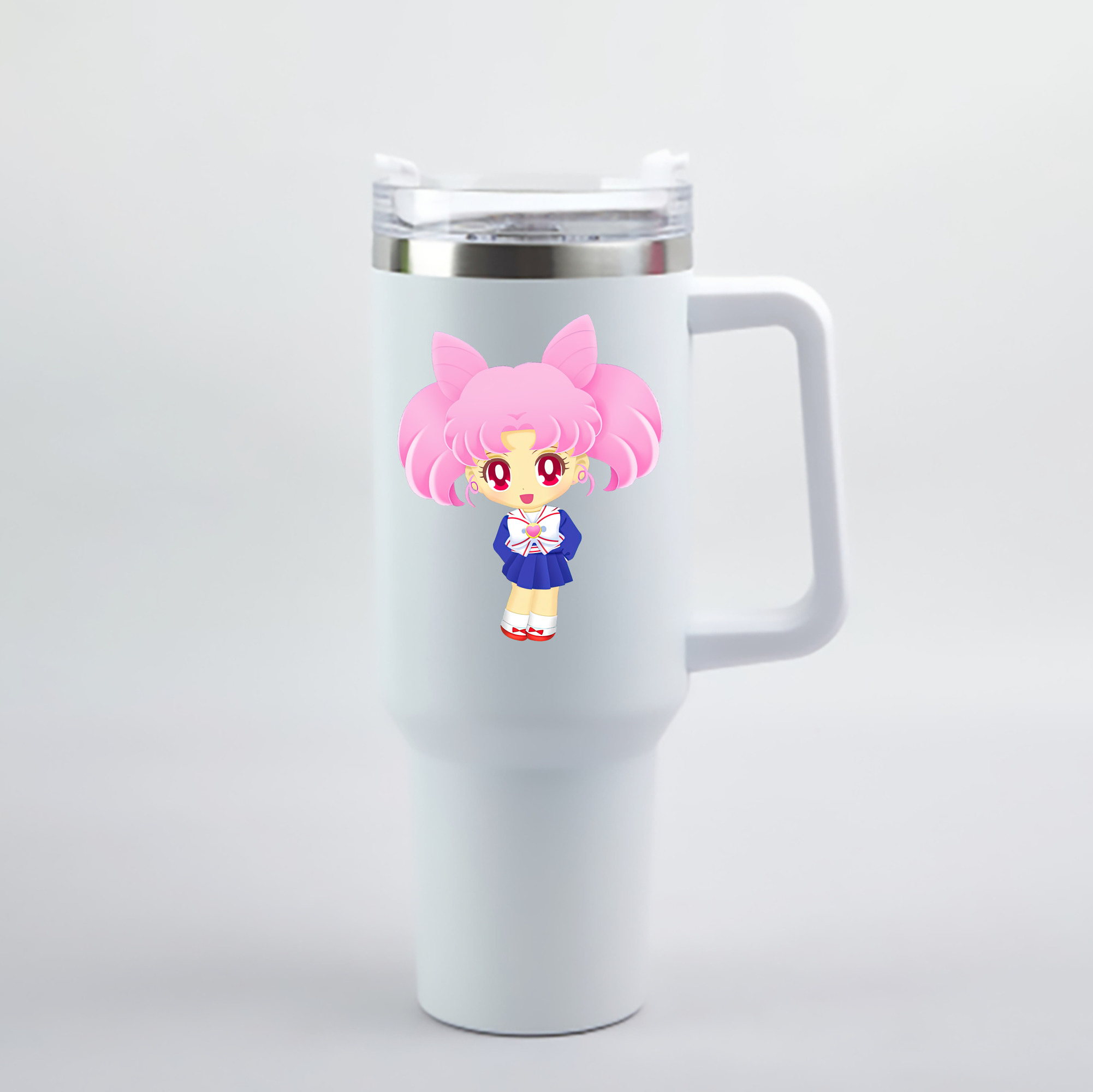 （画像用） 美少女戦士セーラームーン ちびうさ Sailor Moon Chibiusa Tsukino Usagi Small Lady Serenity 1200mL車用タンブラー - クリスタルステッカー（プラスチックストロー付き）