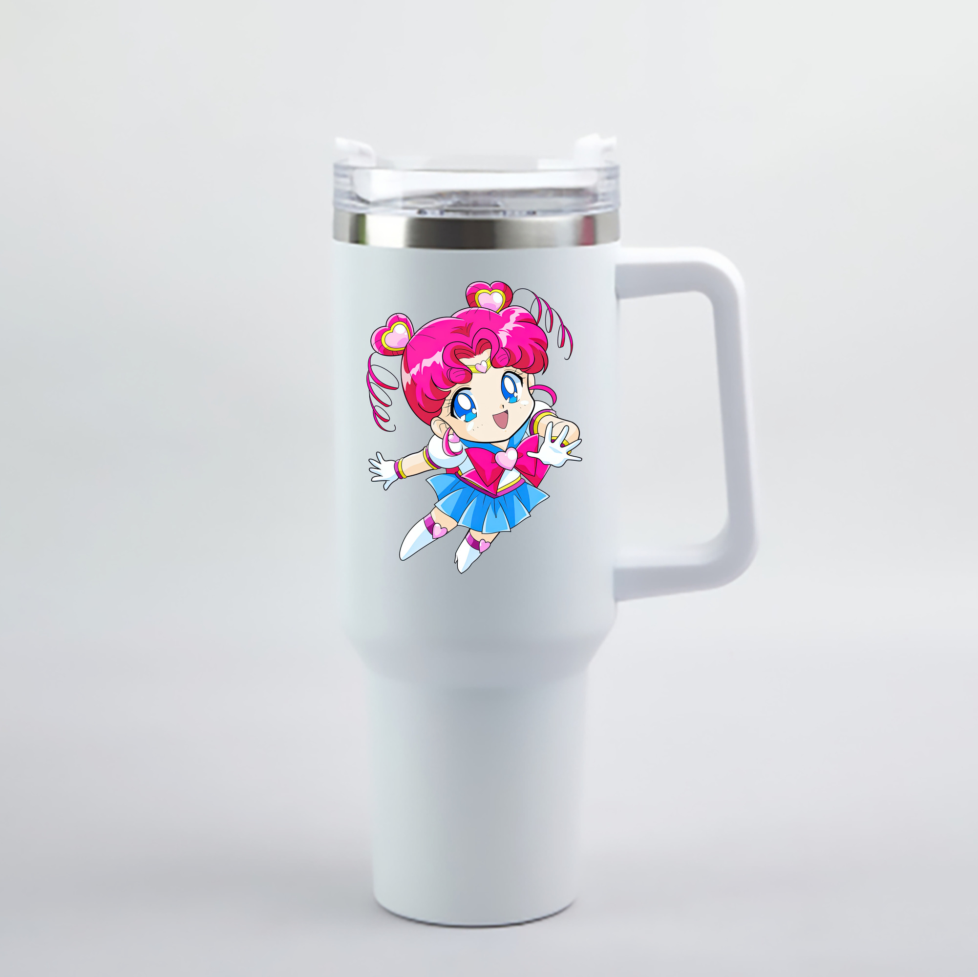 （画像用） 美少女戦士セーラームーン ちびうさ Sailor Moon Chibiusa Tsukino Usagi Small Lady Serenity 1200mL車用タンブラー - クリスタルステッカー（プラスチックストロー付き）