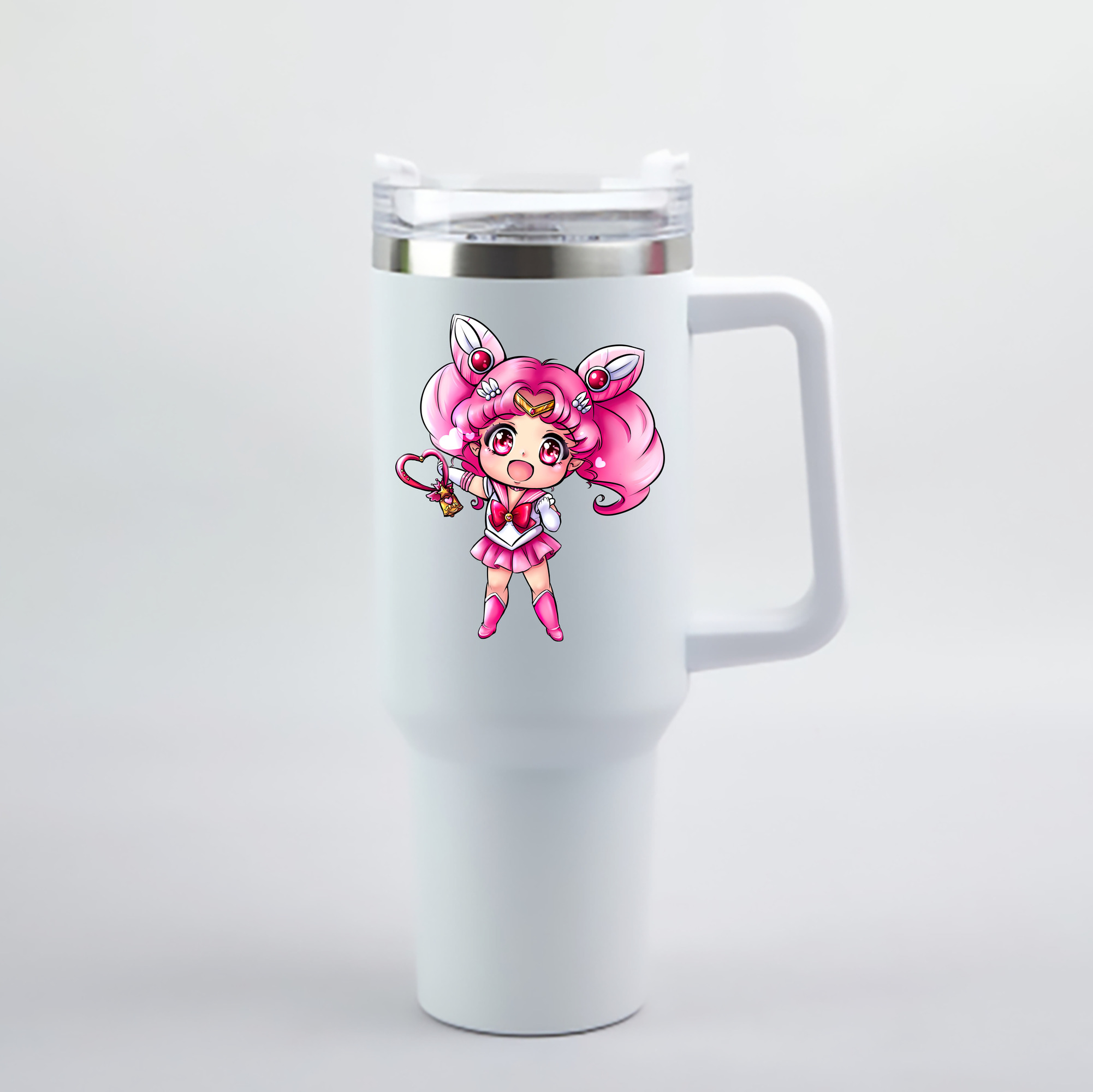 （画像用） 美少女戦士セーラームーン ちびうさ Sailor Moon Chibiusa Tsukino Usagi Small Lady Serenity 1200mL車用タンブラー - クリスタルステッカー（プラスチックストロー付き）