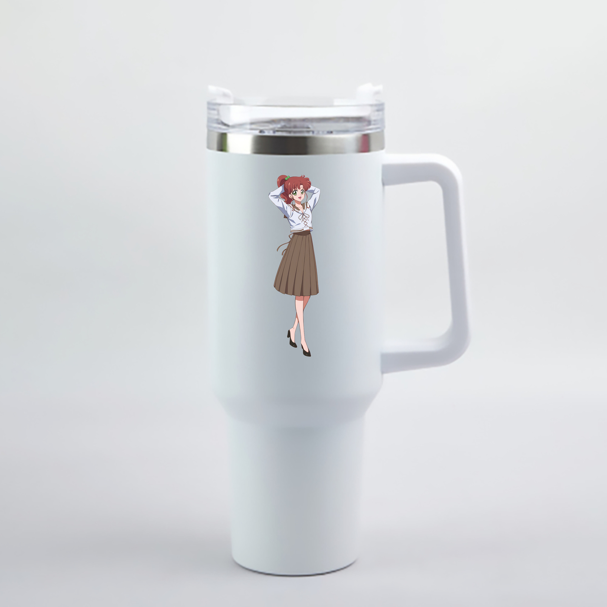 （画像用） 美少女戦士セーラームーン 木野 まこと きの まこと Sailor Moon Kino Makoto （セーラージュピター；Sailor Jupiter） 1200mL車用タンブラー - クリスタルステッカー（プラスチックストロー付き）