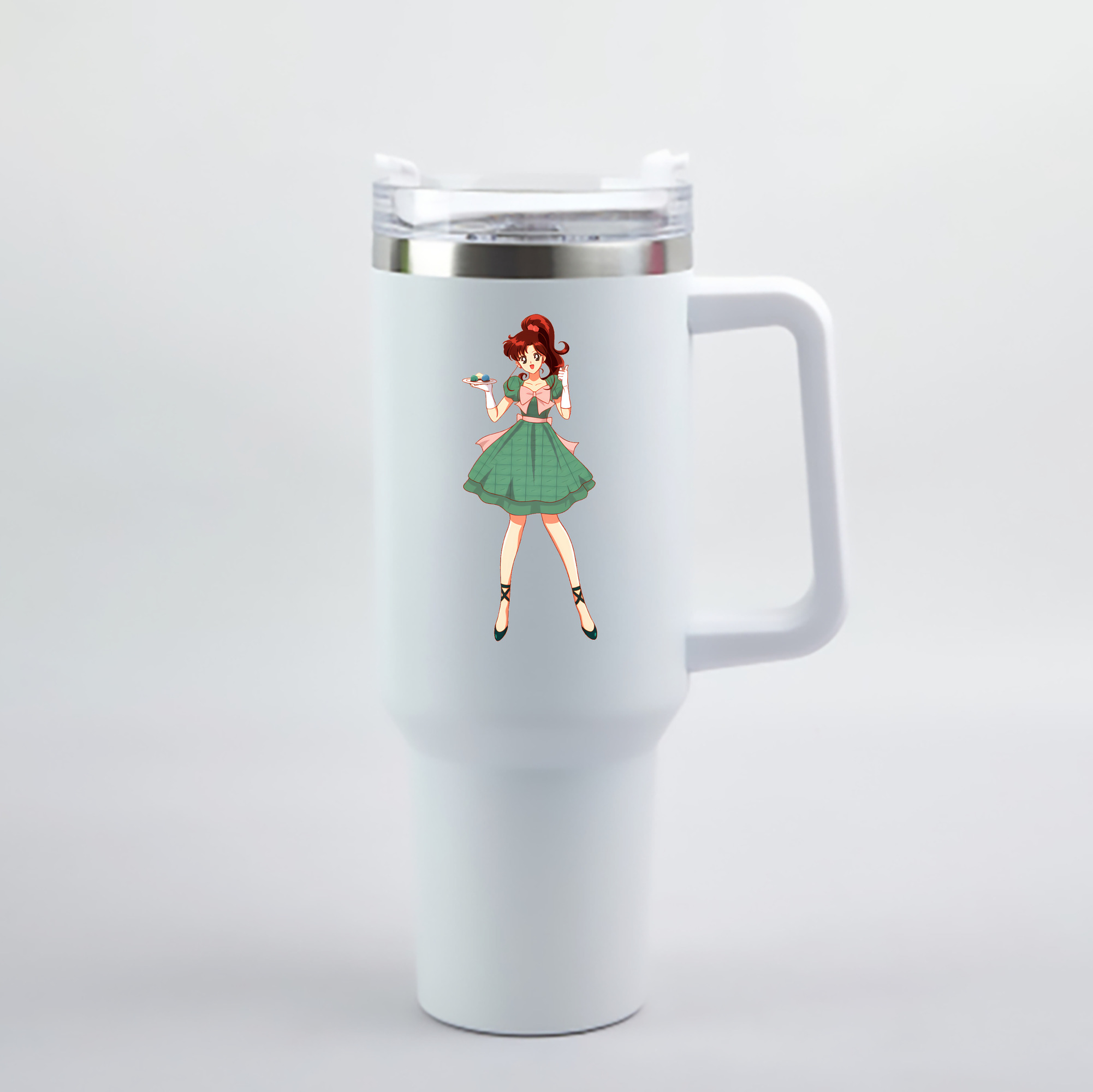 （画像用） 美少女戦士セーラームーン 木野 まこと きの まこと Sailor Moon Kino Makoto （セーラージュピター；Sailor Jupiter） 1200mL車用タンブラー - クリスタルステッカー（プラスチックストロー付き）