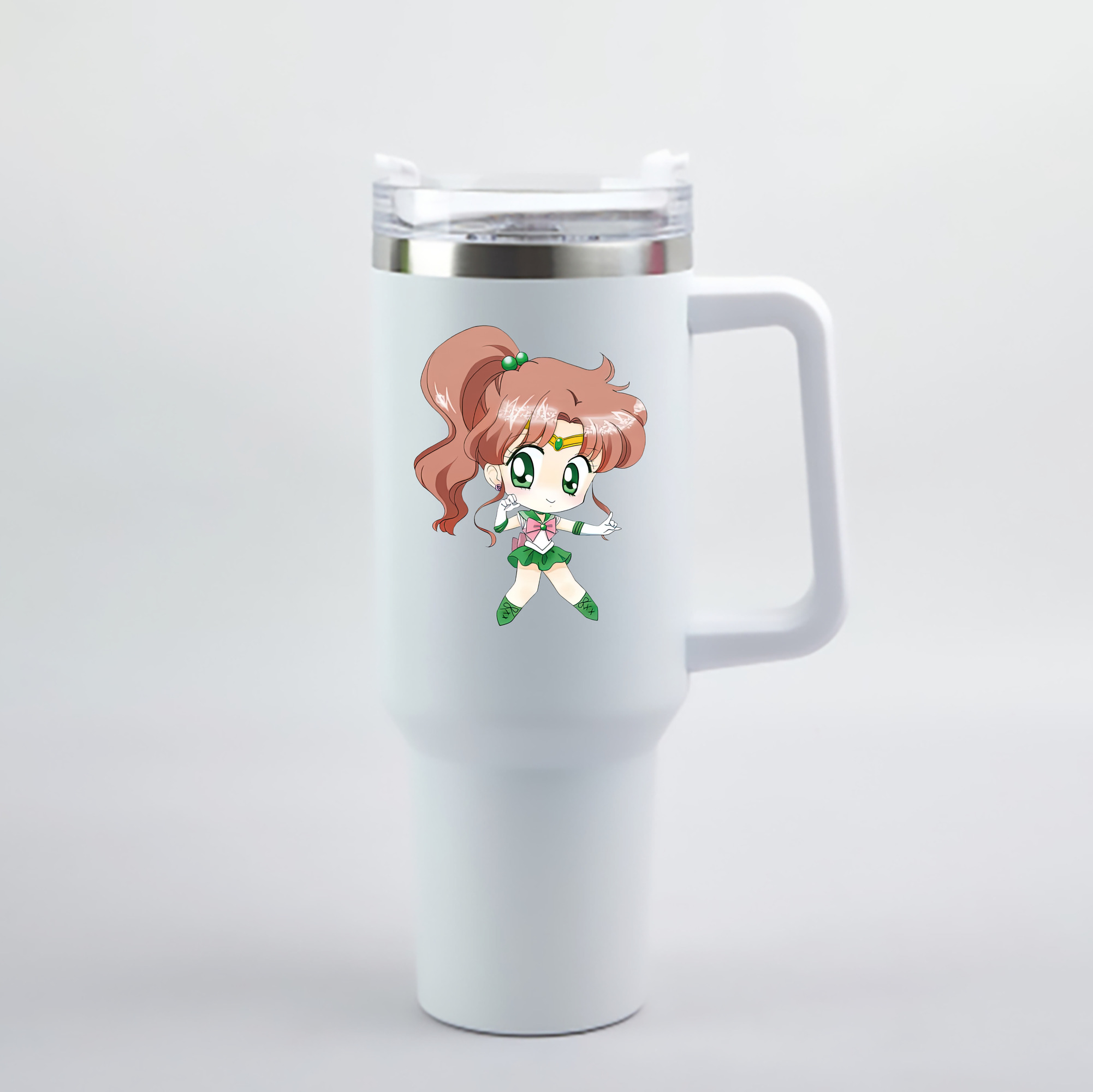 （画像用） 美少女戦士セーラームーン 木野 まこと きの まこと Sailor Moon Kino Makoto （セーラージュピター；Sailor Jupiter） 1200mL車用タンブラー - クリスタルステッカー（プラスチックストロー付き）